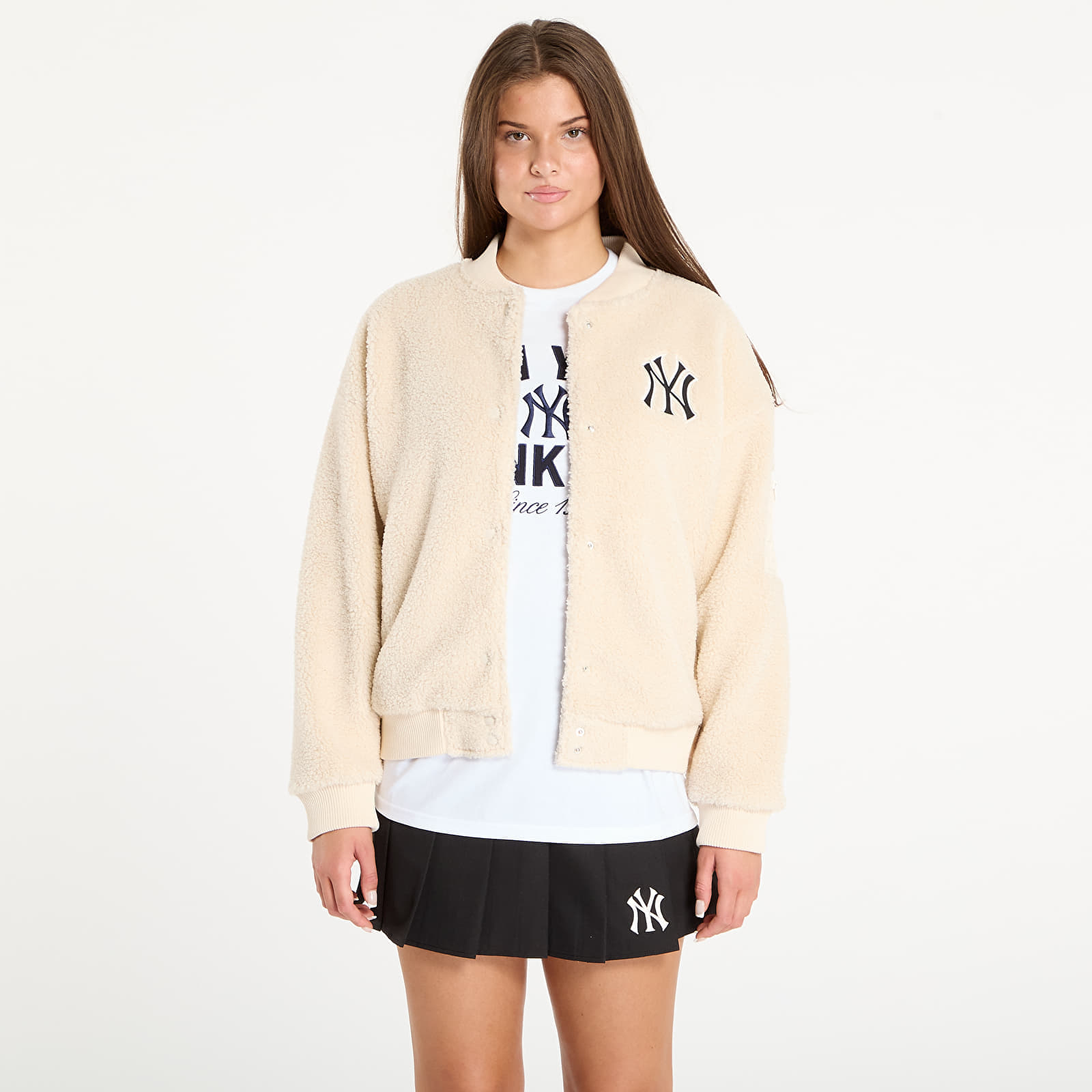Jachetă New Era MLB Sherpa Bomber New York Yankees Light Cream XL