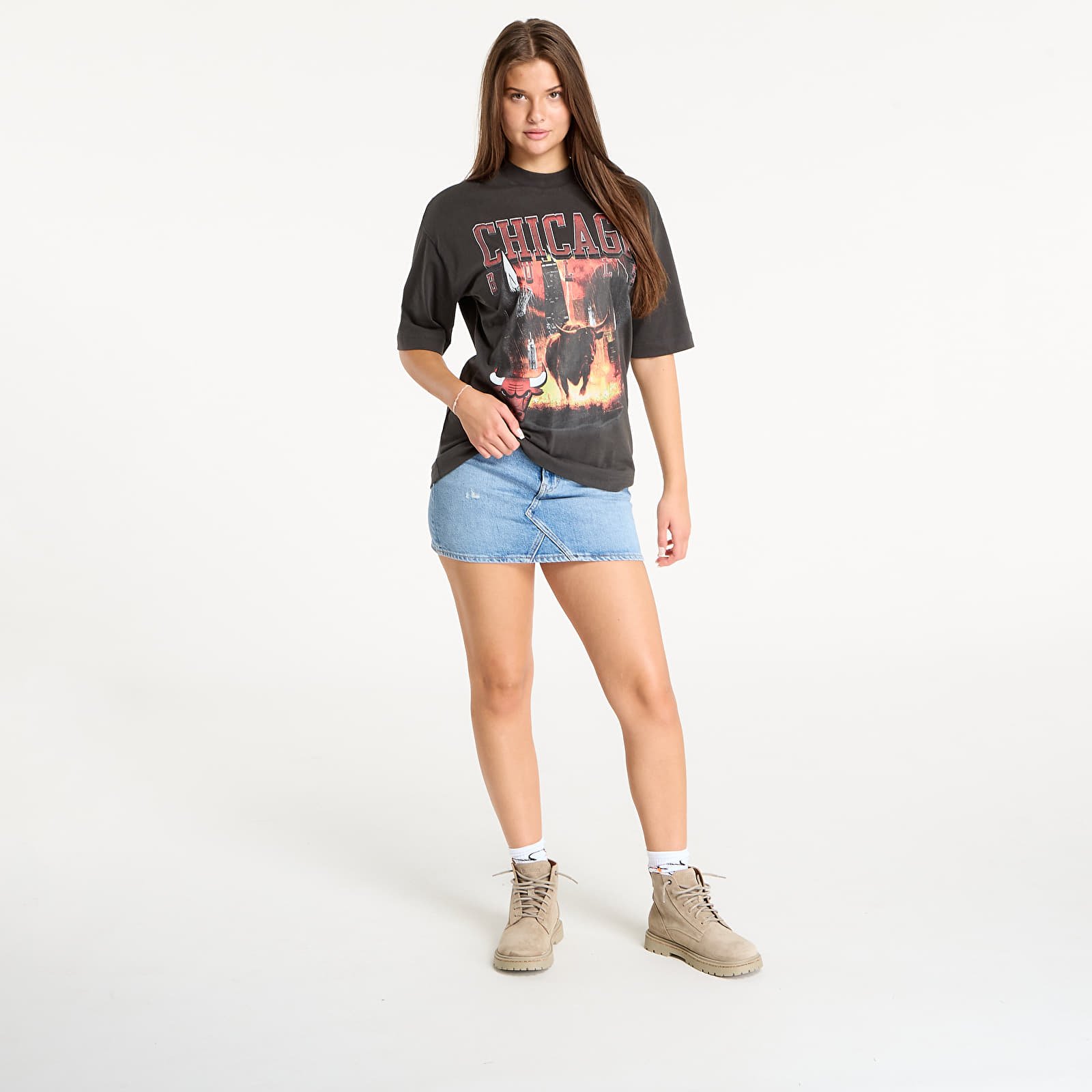 Мъжки тениски New Era NBA Washed Graphic Chicago Bulls UNISEX Heather Gray