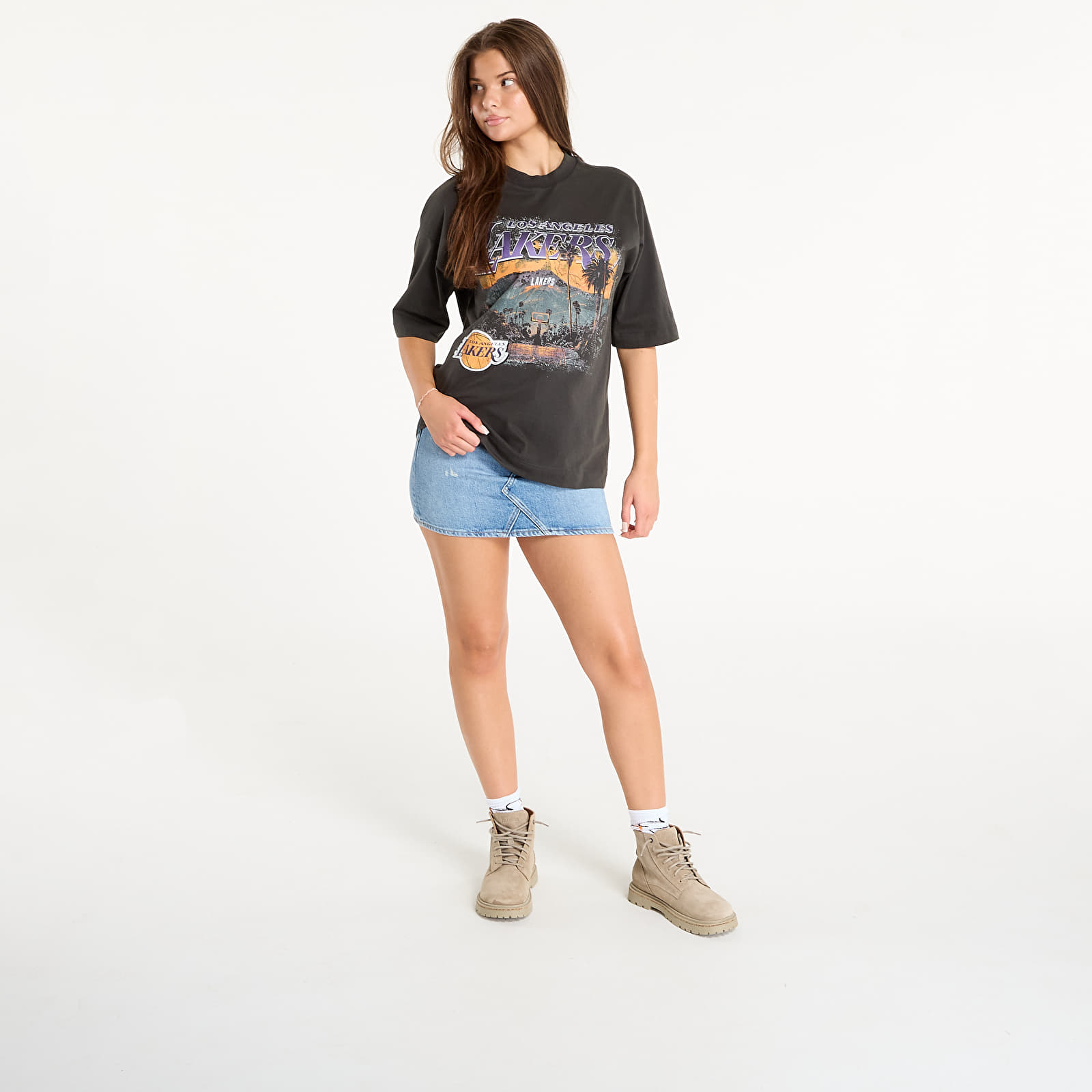 Men's T-shirts New Era NBA Washed Graphic Los Angeles Lakers T-Shirt UNISEX Heather Gray