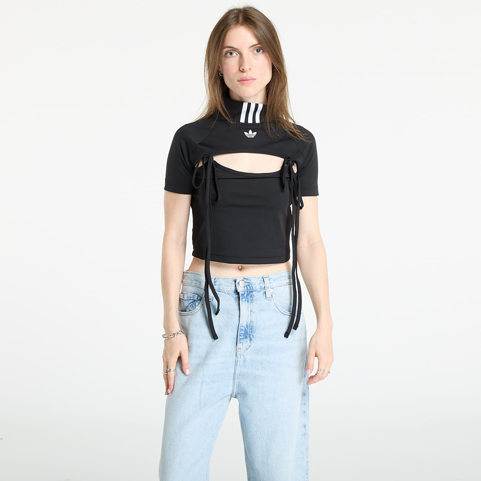 Tops adidas Ribbon Cut Out Crop Top Black