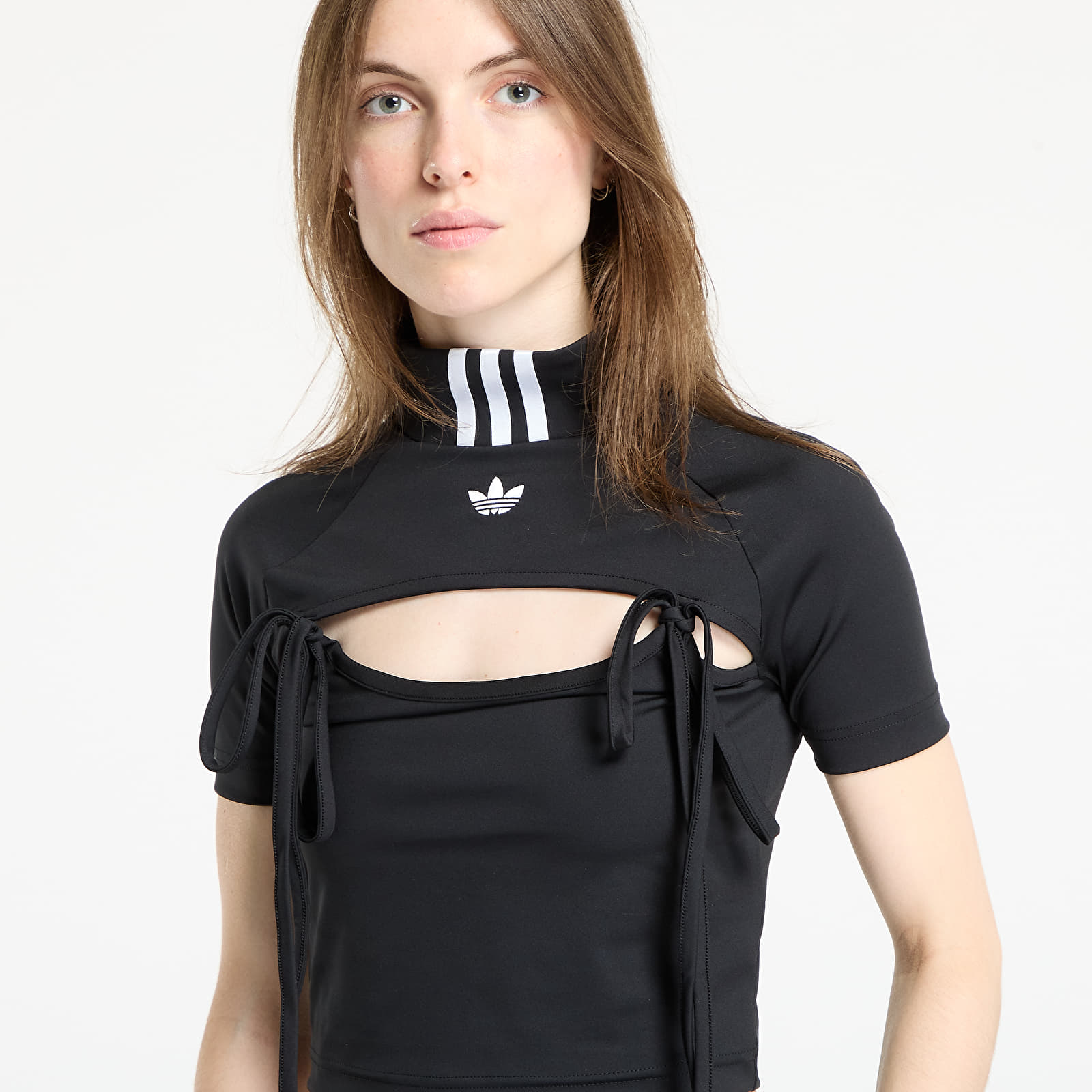 Tops adidas Ribbon Cut Out Crop Top Black
