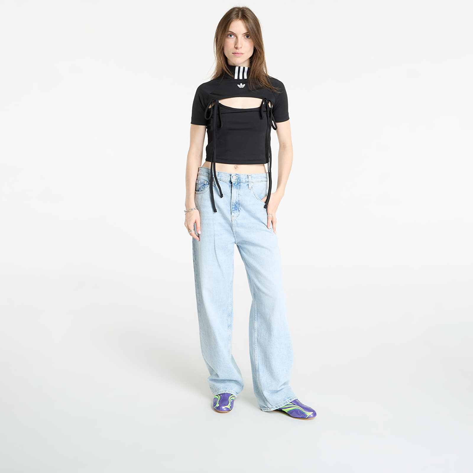 Tops adidas Ribbon Cut Out Crop Top Black