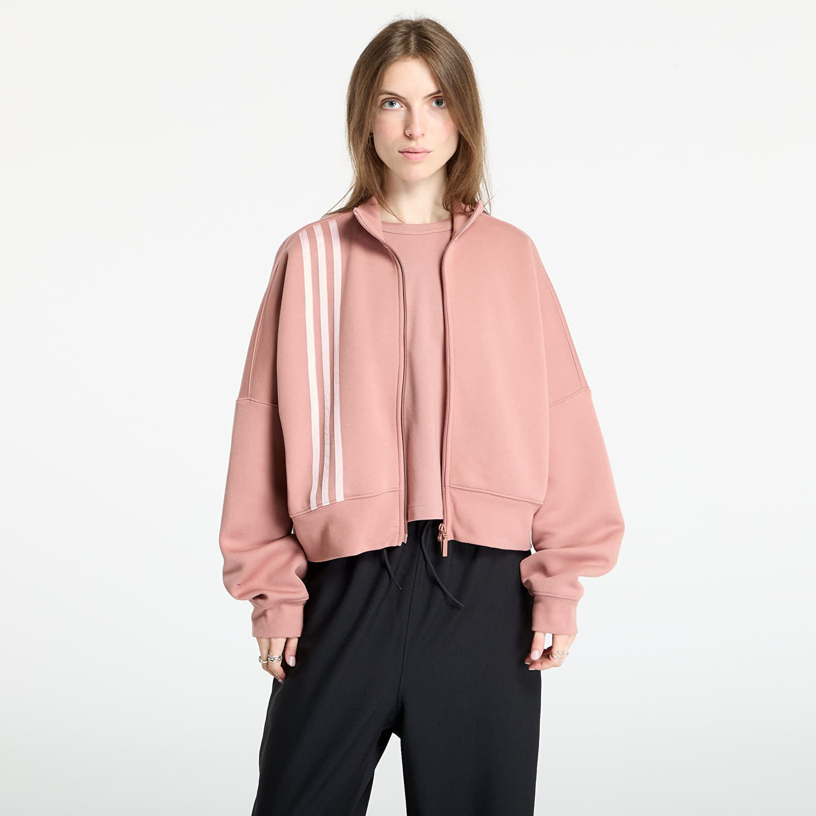 Mikinas ar kapuci un sporta krekli adidas Off Placed 3-Stripes Zip Up Warm Clay