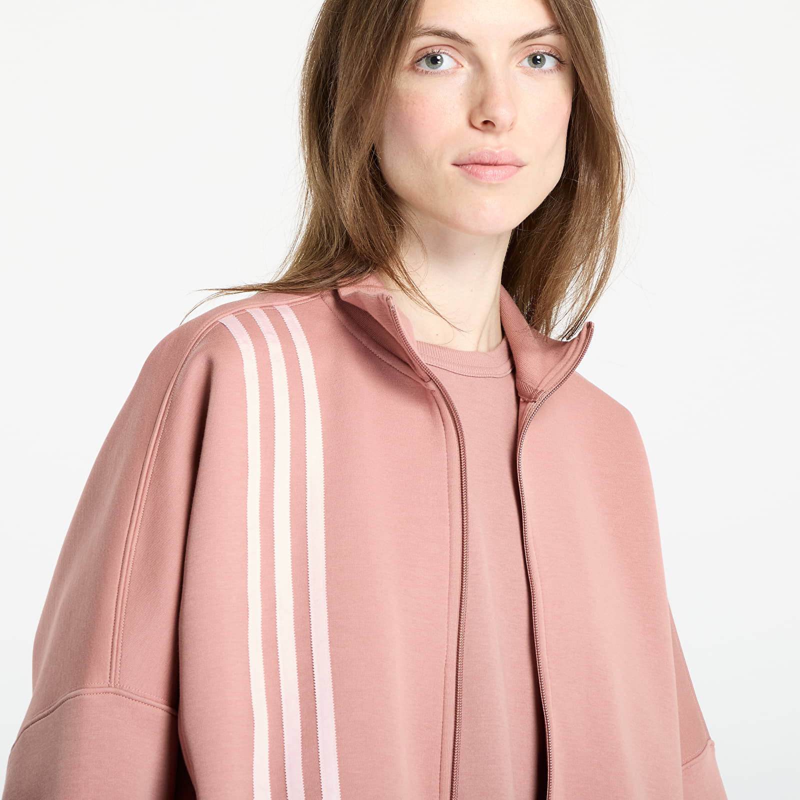 Mikinas ar kapuci un sporta krekli adidas Off Placed 3-Stripes Zip Up Warm Clay