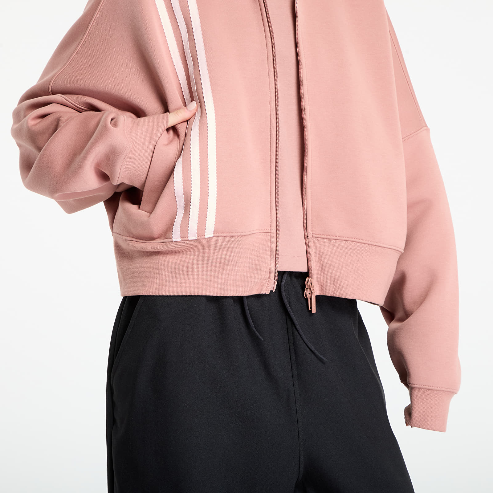Mikinas ar kapuci un sporta krekli adidas Off Placed 3-Stripes Zip Up Warm Clay