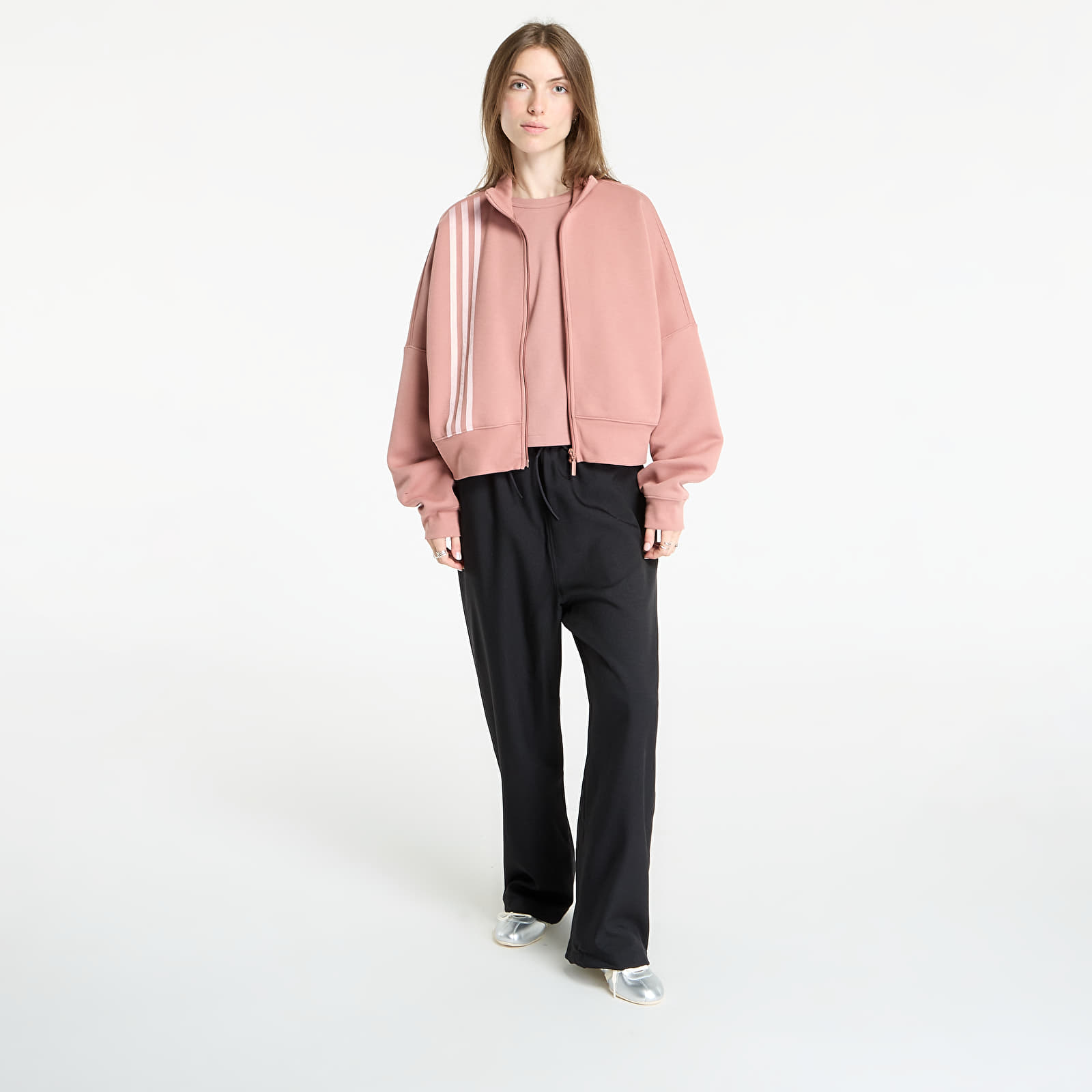 Mikinas ar kapuci un sporta krekli adidas Off Placed 3-Stripes Zip Up Warm Clay