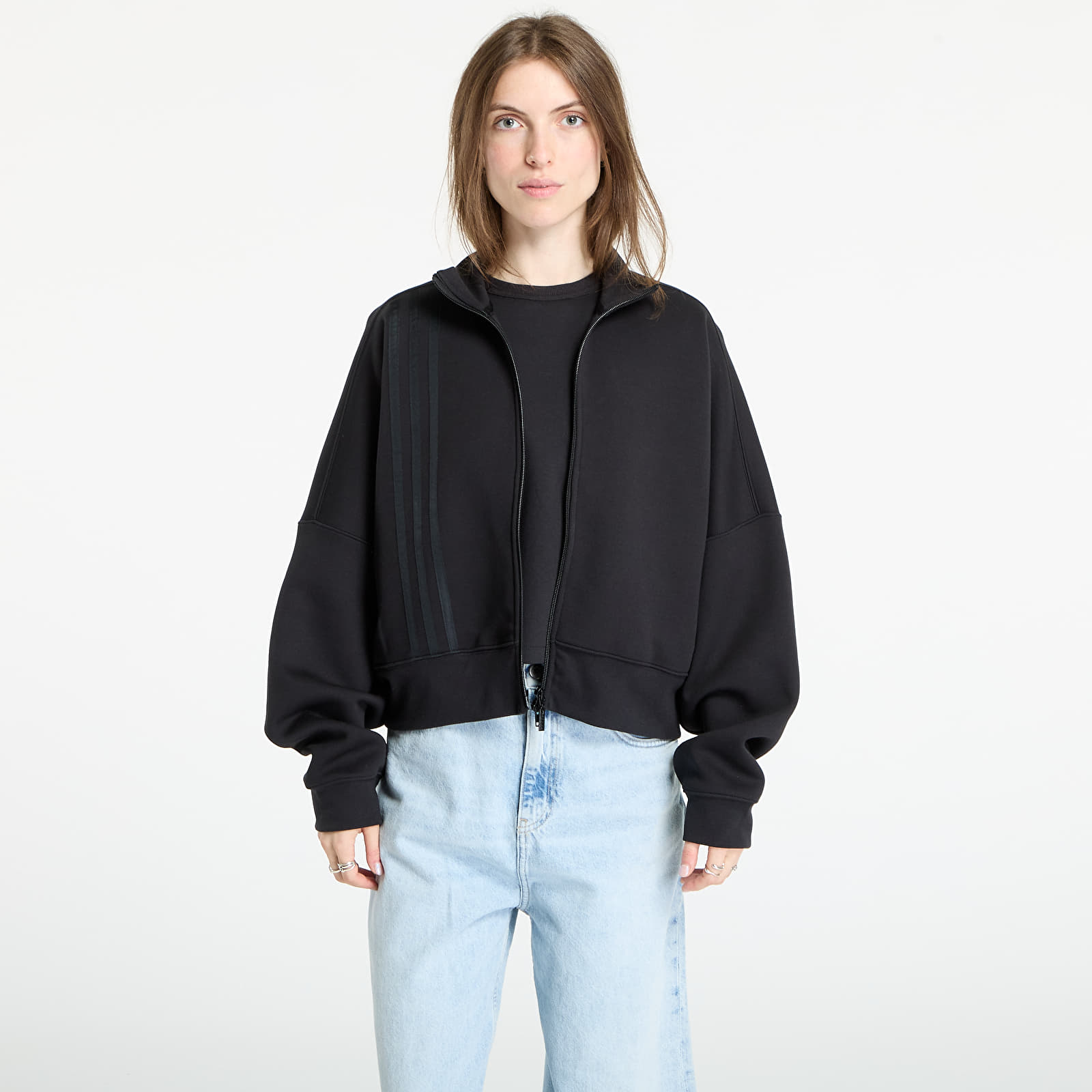 Mikinas ar kapuci un sporta krekli adidas Off Placed 3-Stripes Zip Up Black