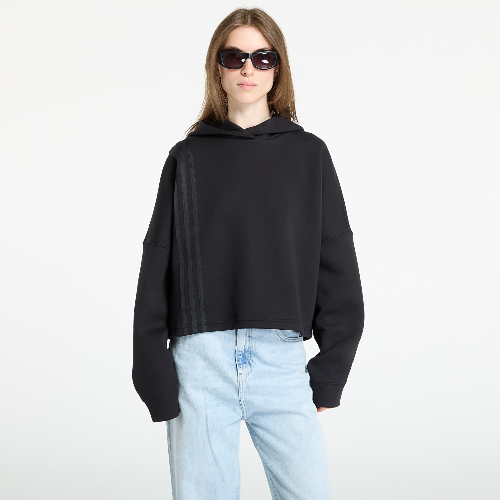 Mikinas ar kapuci un sporta krekli adidas Off Placed 3-Stripes Hoodie Black