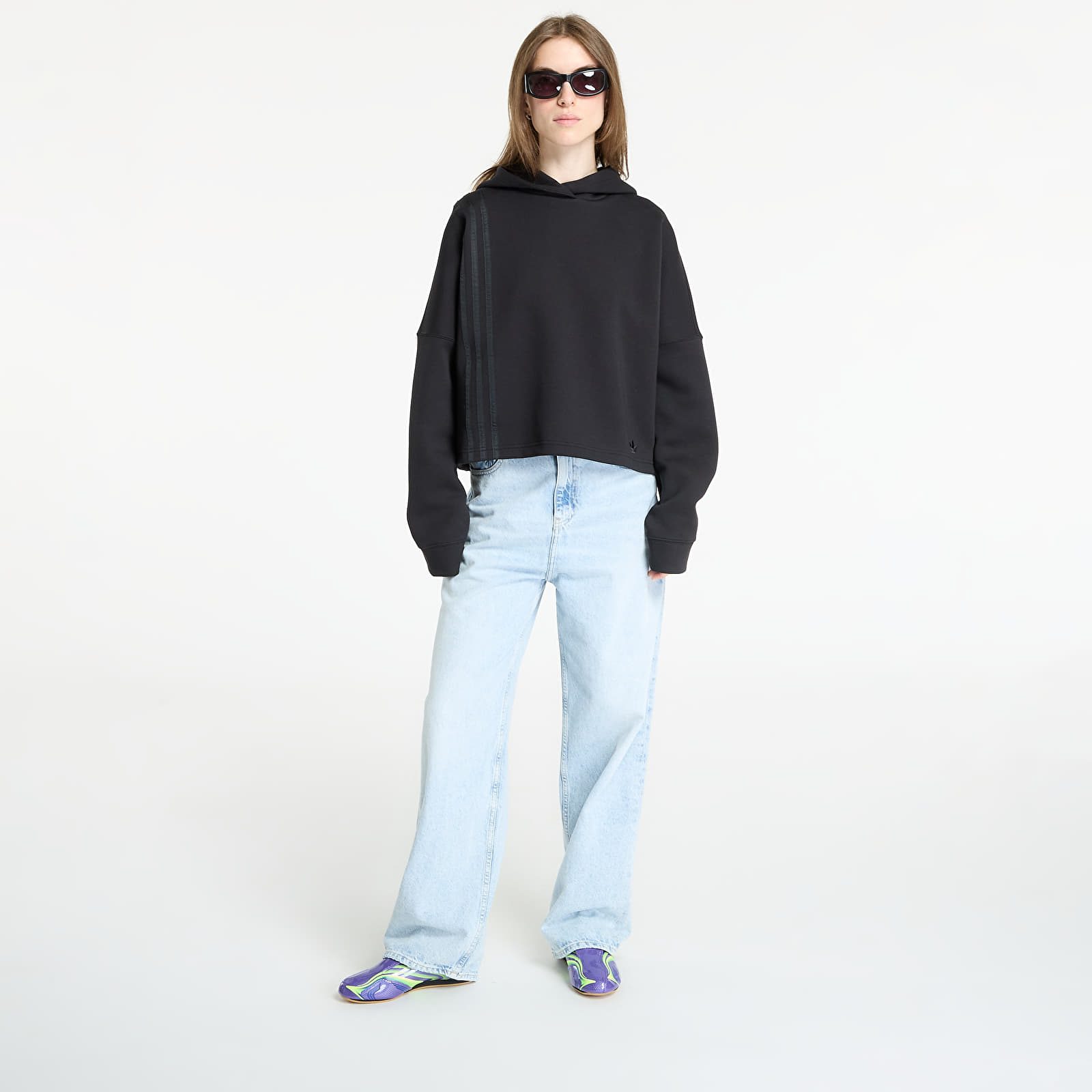 Mikinas ar kapuci un sporta krekli adidas Off Placed 3-Stripes Hoodie Black