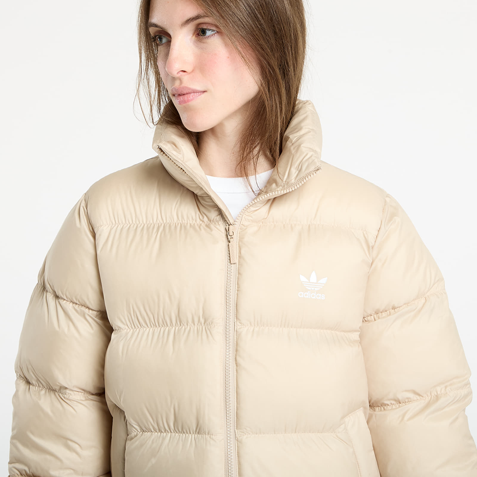 Puffejacken adidas Adicolor Short Puffer Jacket Stone Khaki