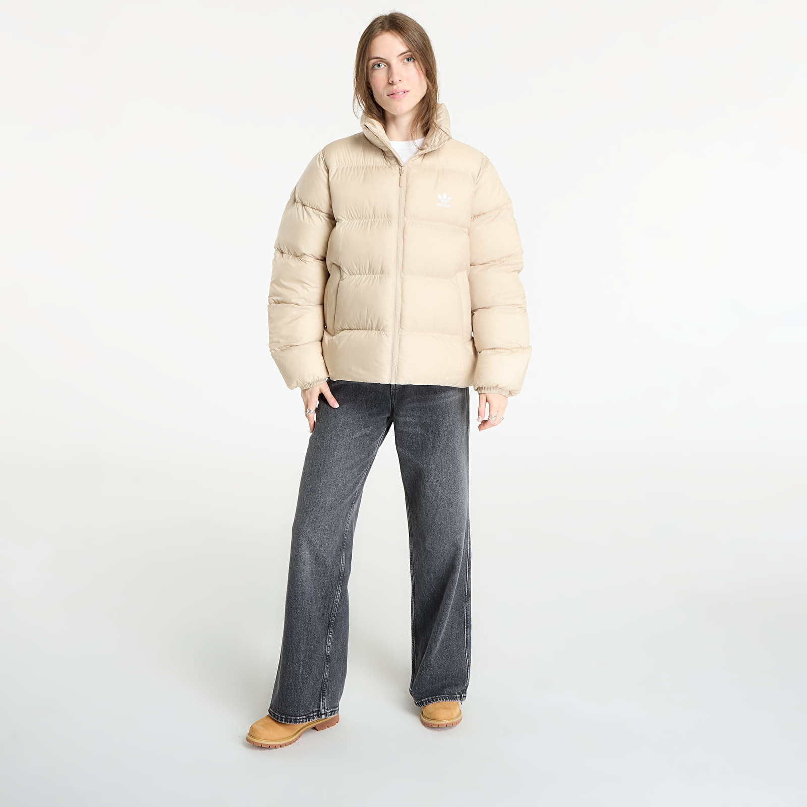 Puffejacken adidas Adicolor Short Puffer Jacket Stone Khaki