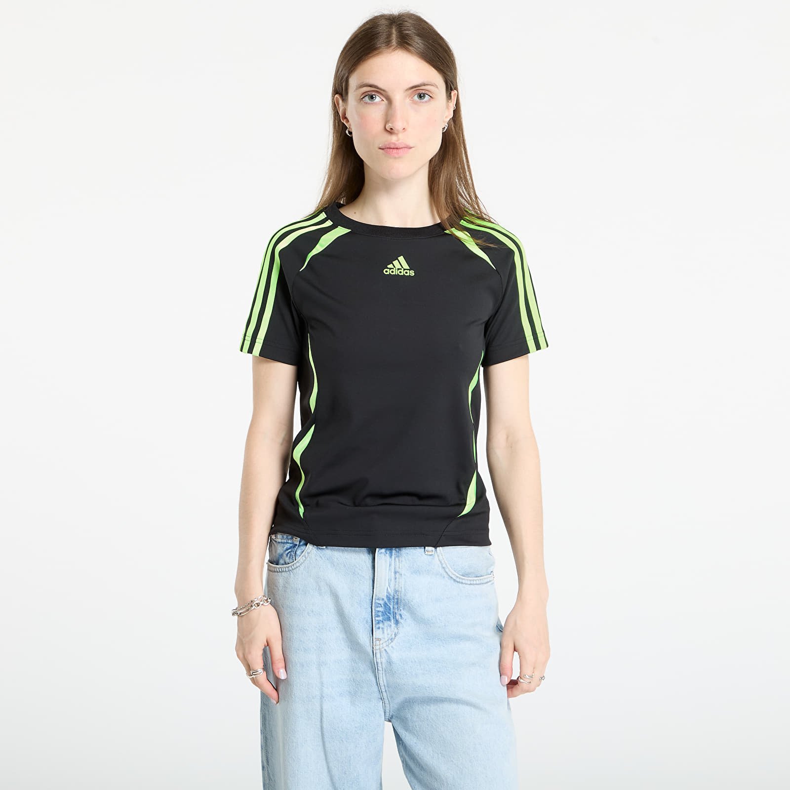 T-shirts  adidas Teamgeist Adicolor Slim Jersey Black/ Signal Green