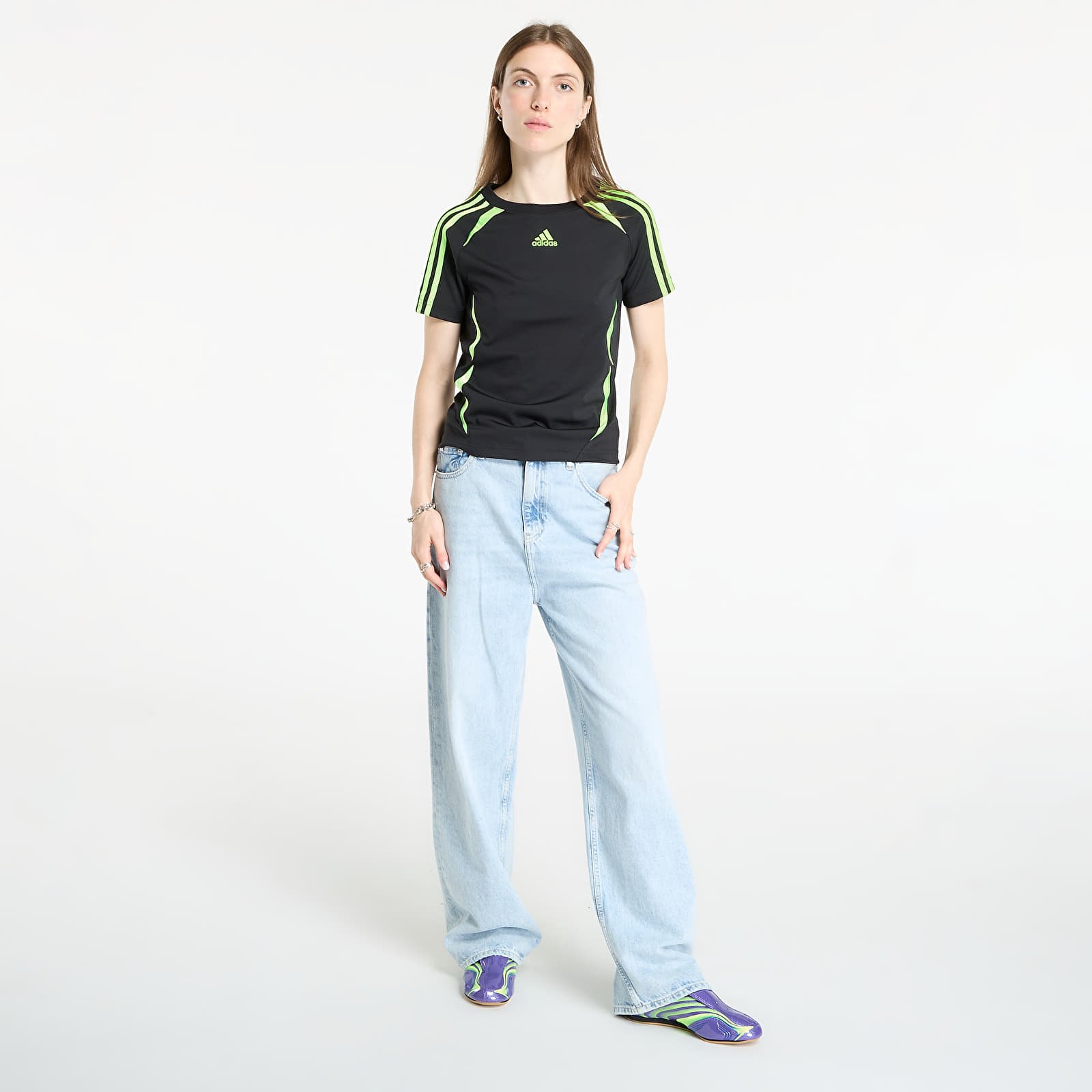 T-shirts  adidas Teamgeist Adicolor Slim Jersey Black/ Signal Green
