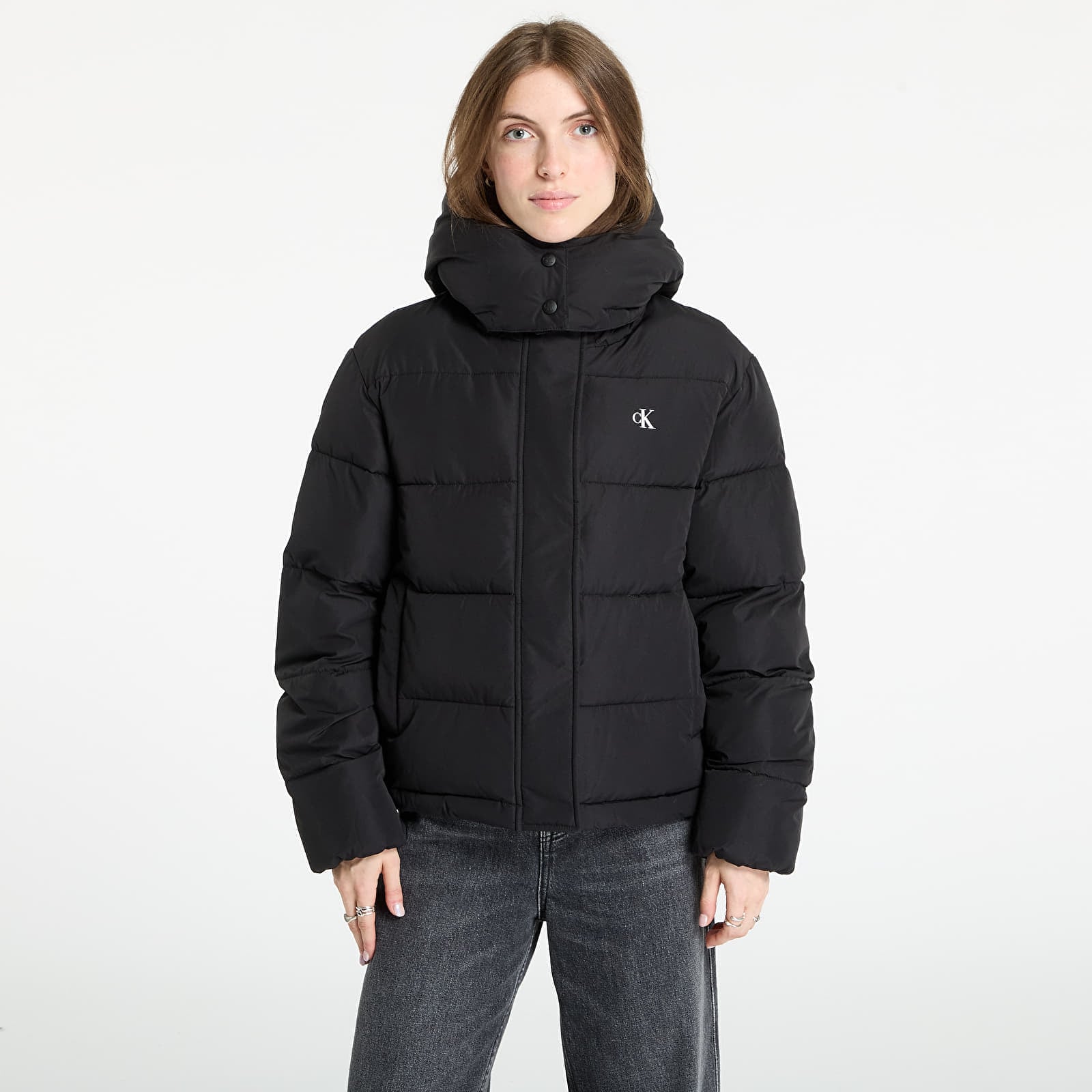 Jacheta Calvin Klein Jeans Matte Monologo Short Jacket Black M