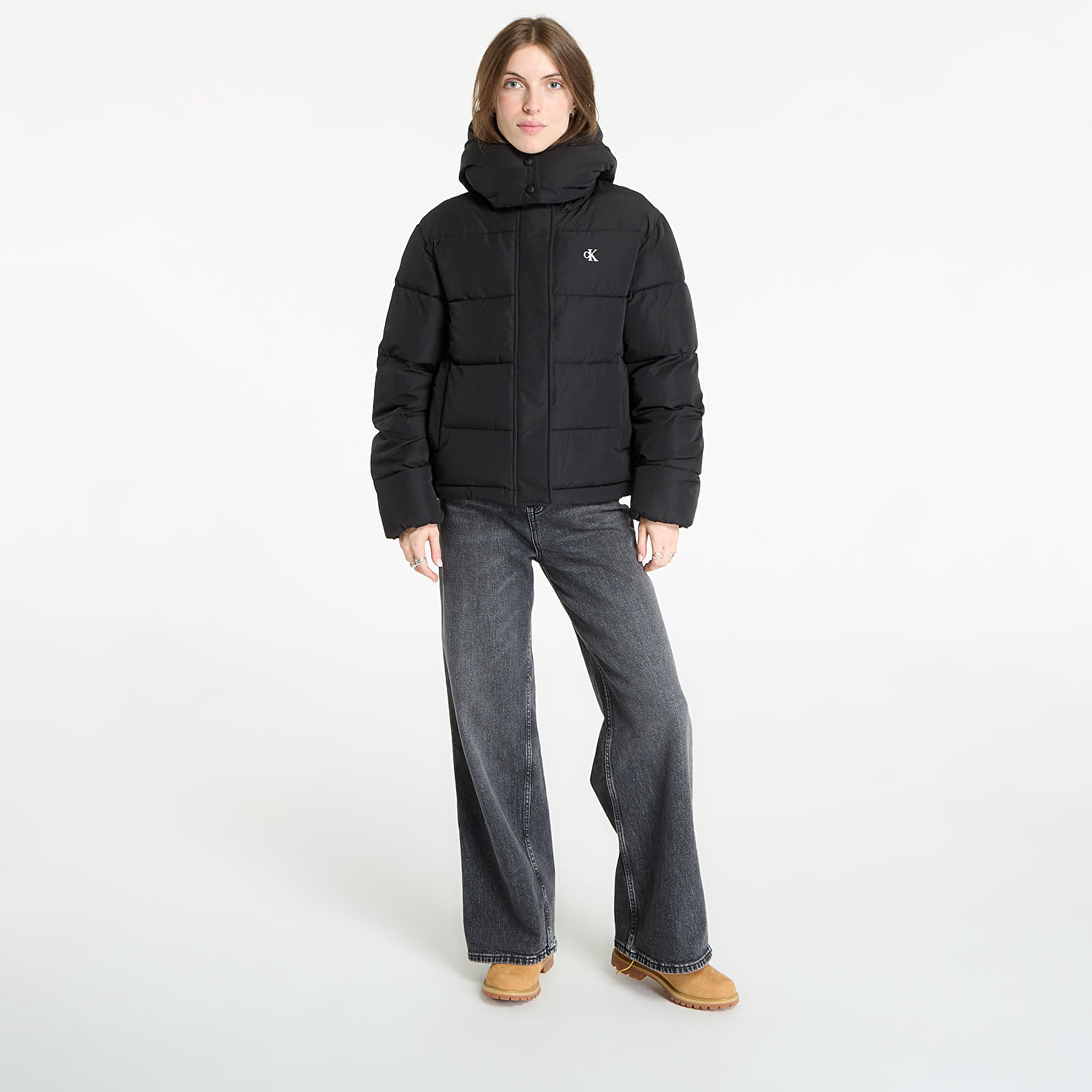 Puffer jackets Calvin Klein Jeans Matte Monologo Short Jacket Black