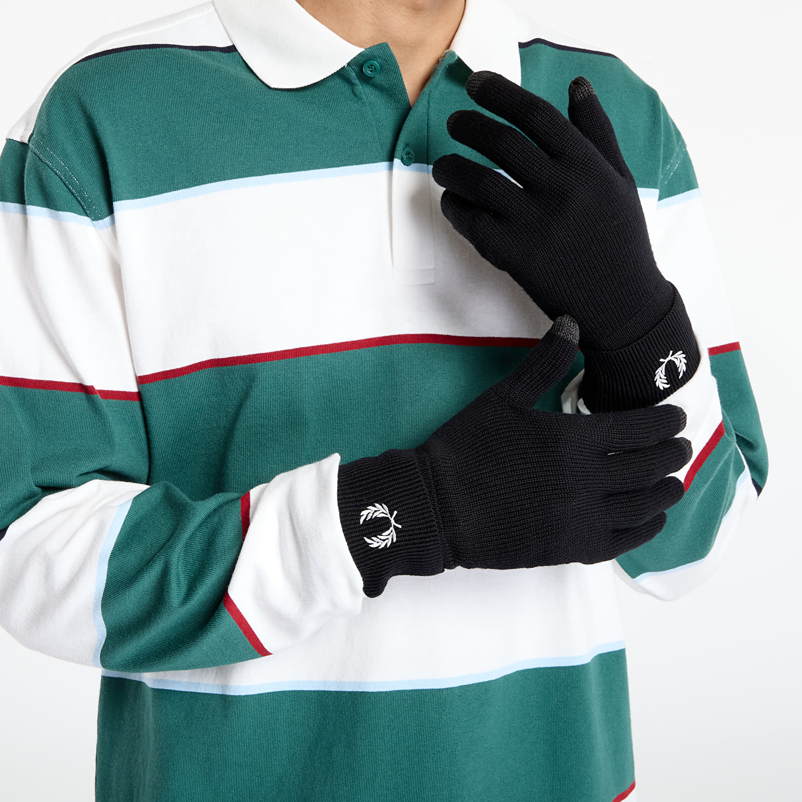 Vīriešu cimdi FRED PERRY Classic Merino Wool Gloves Black/ Snow White