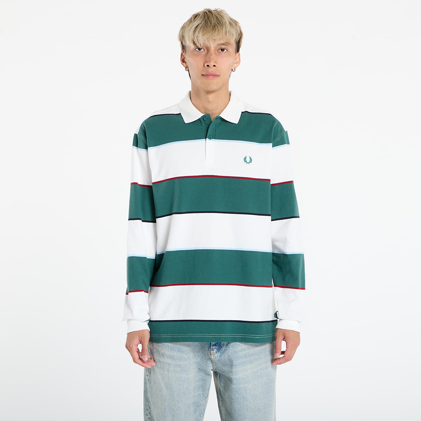 T-särgid FRED PERRY Hw Jersey Striped Polo Shirt Snow White