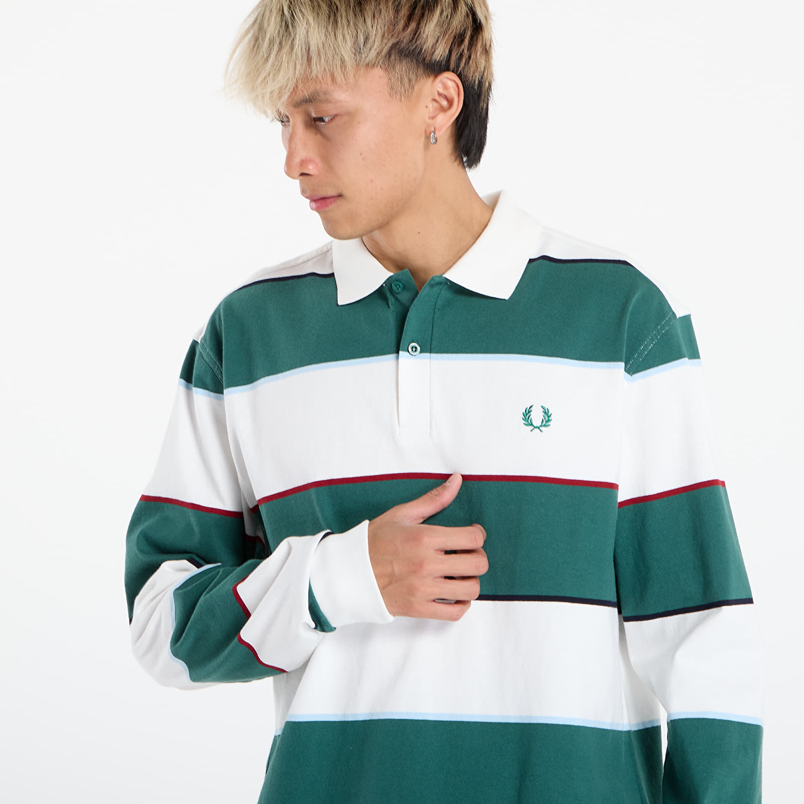 T-särgid FRED PERRY Hw Jersey Striped Polo Shirt Snow White