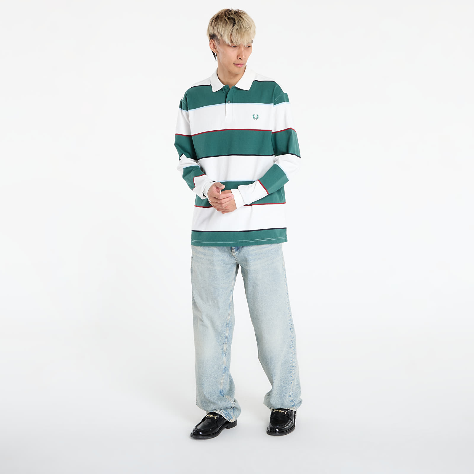 T-särgid FRED PERRY Hw Jersey Striped Polo Shirt Snow White