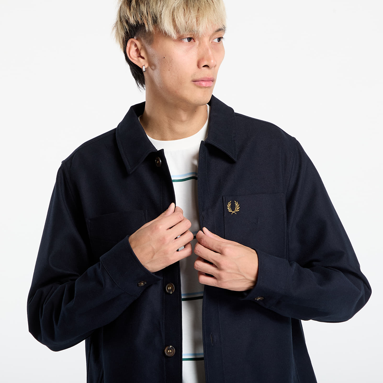 Shirts FRED PERRY Brushed Twill Overshirt Navy