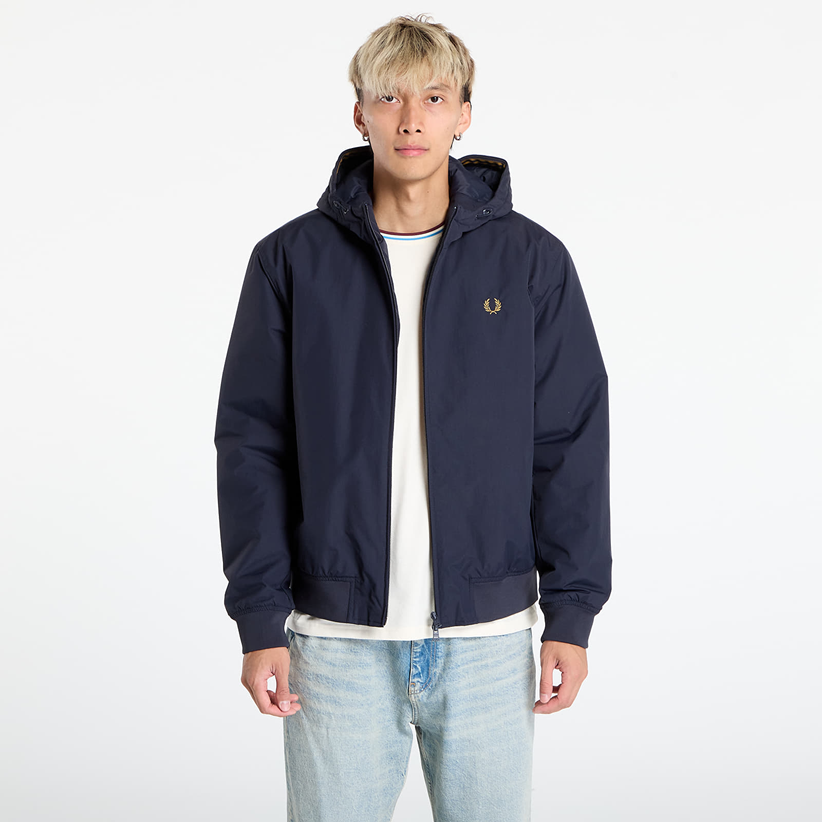 Puchówki FRED PERRY Hooded Brentham Jacket Navy