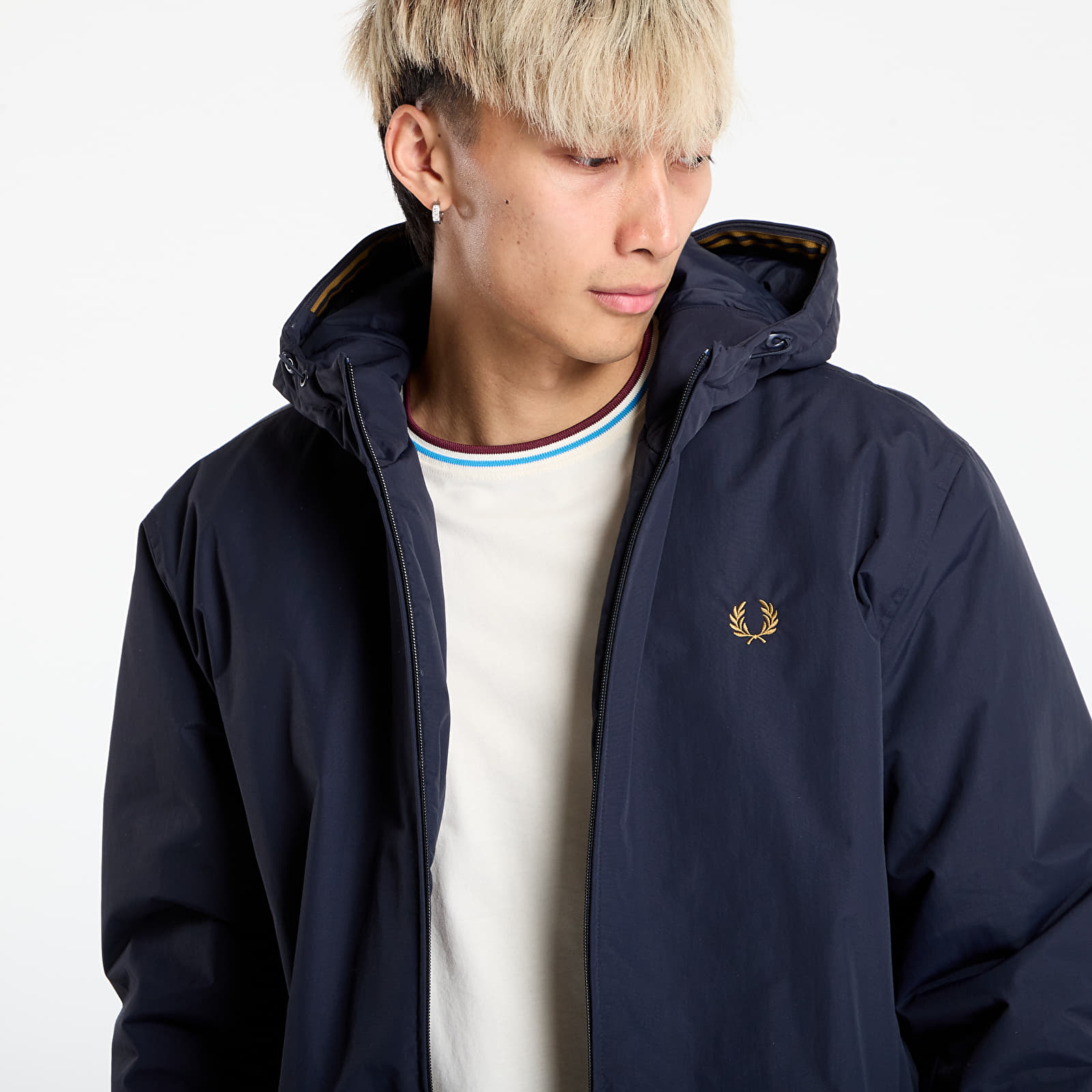 Puchówki FRED PERRY Hooded Brentham Jacket Navy