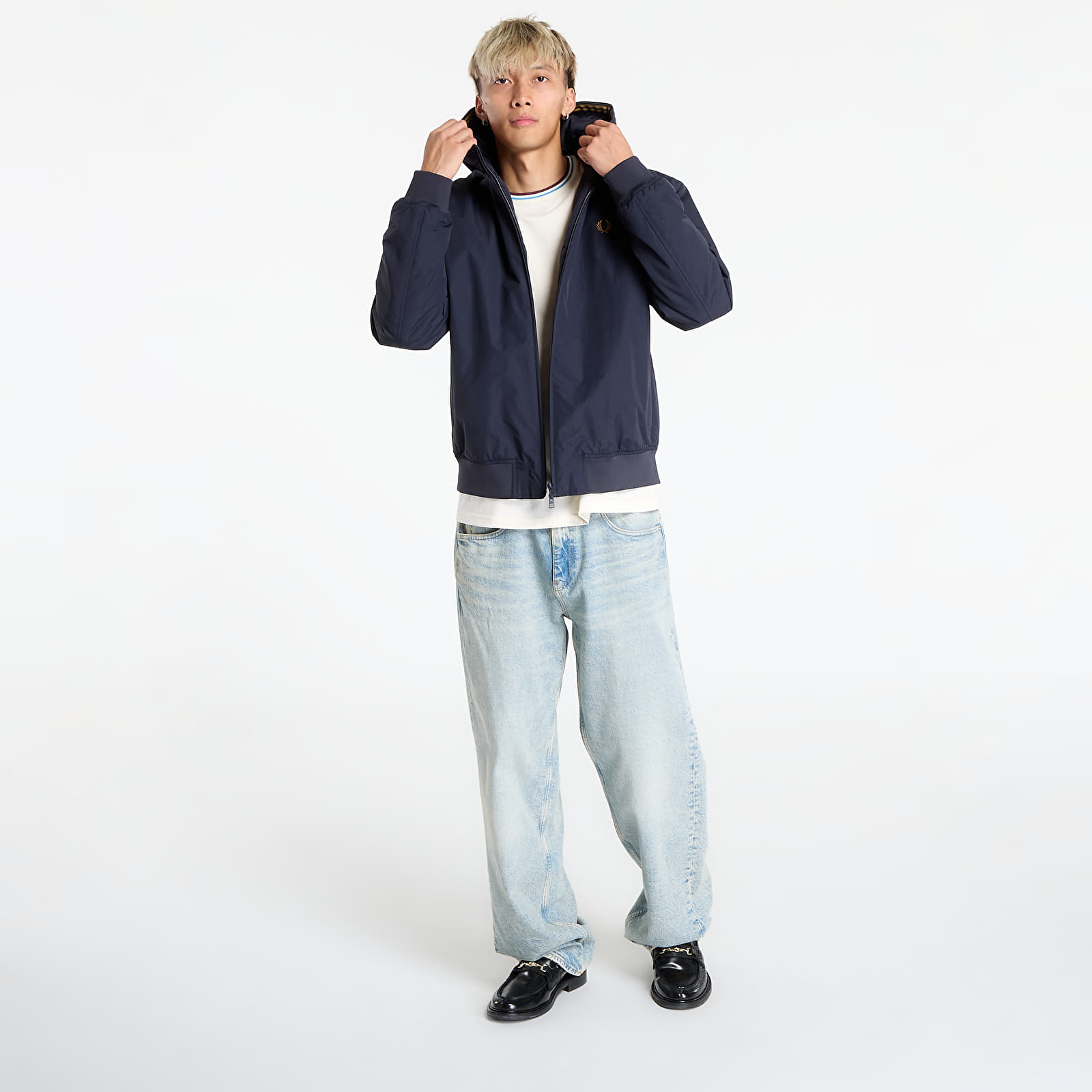 Puchówki FRED PERRY Hooded Brentham Jacket Navy