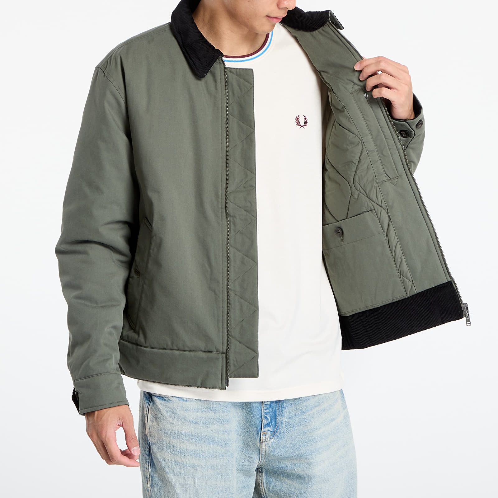 Kurtki FRED PERRY Cotton Caban Jacket Laurel W Grn
