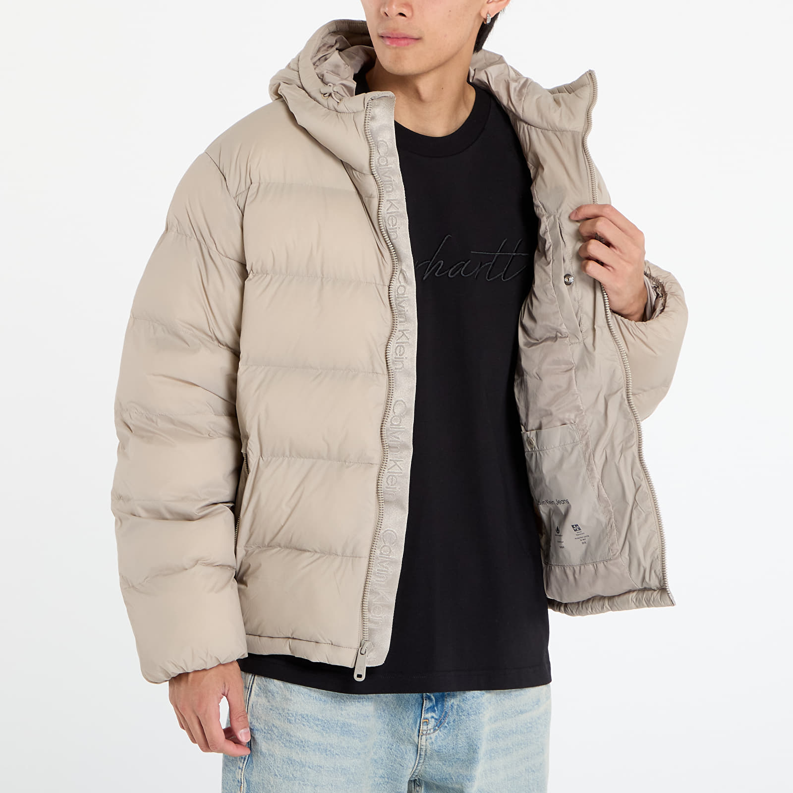 Pufja jakas Calvin Klein Jeans Ls Nylon Monogram Pu Jacket Brown