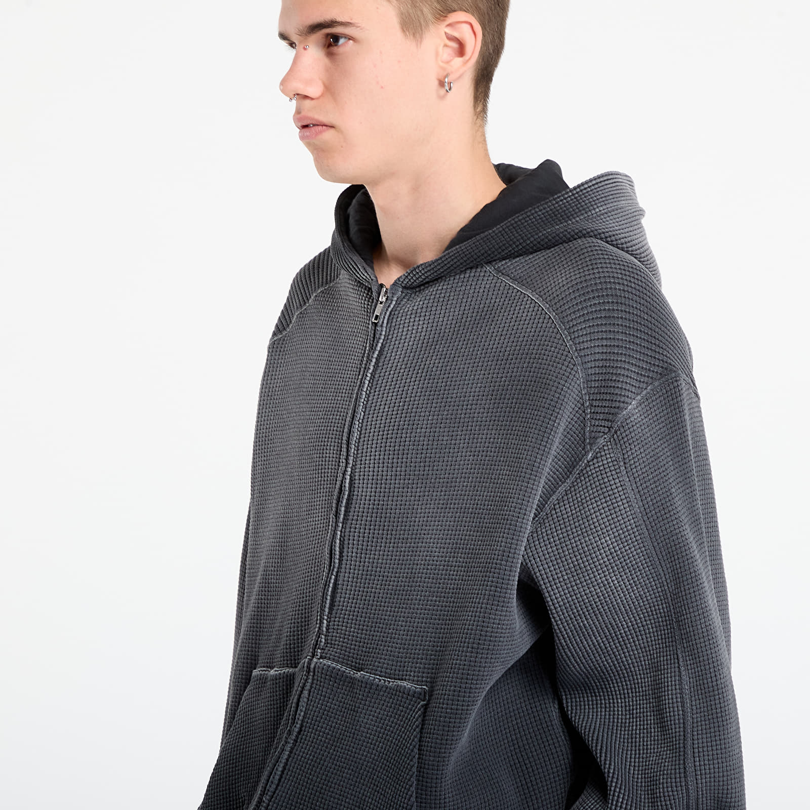 Φούτερ ROA Bee Sun Faded Waffle Zip Up Hoodie Black
