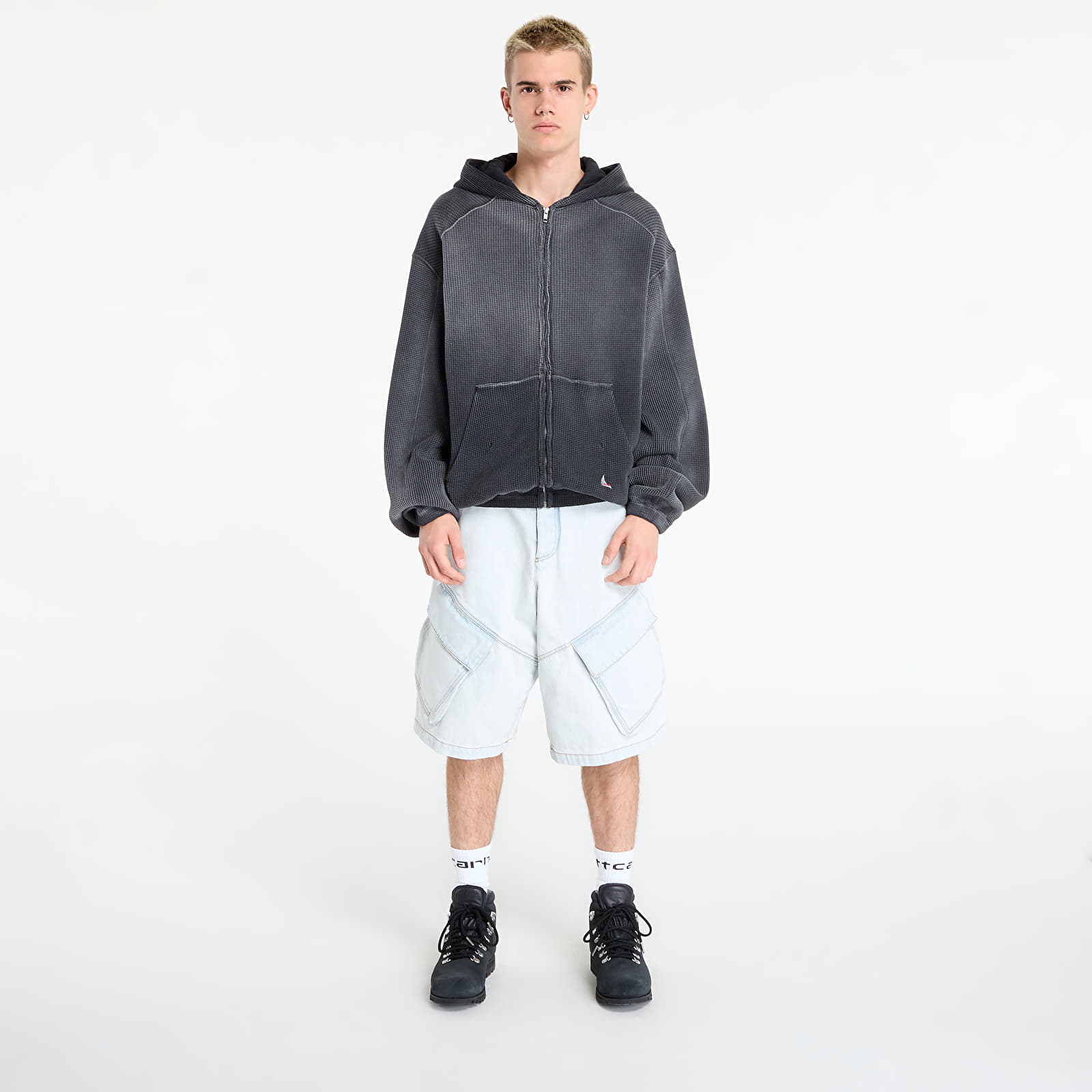 Φούτερ ROA Bee Sun Faded Waffle Zip Up Hoodie Black