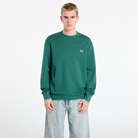 FRED PERRY Crew Neck Sweatshirt Sprtgrn/ Trackblu