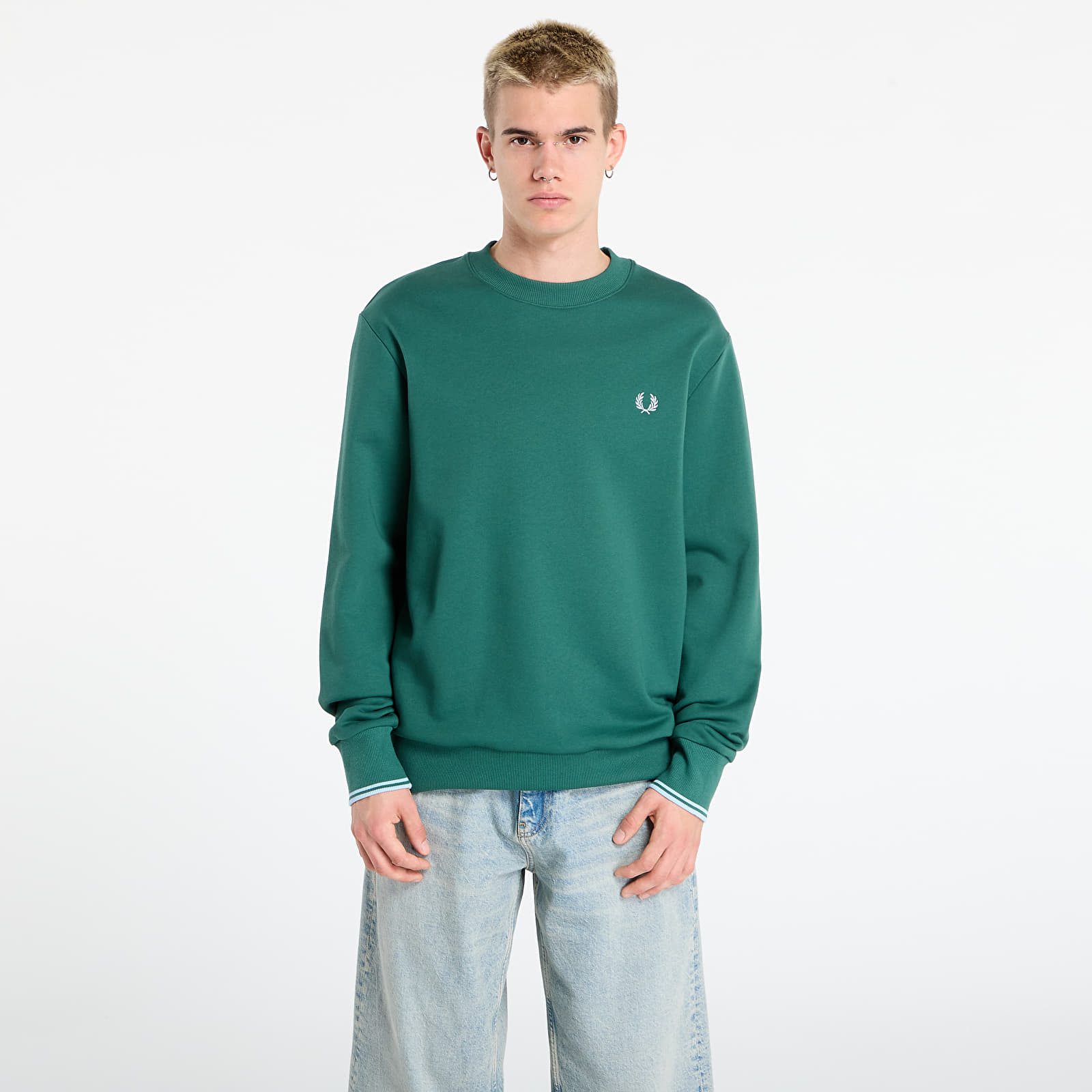 Hoodies and sweatshirts FRED PERRY Crew Neck Sweatshirt Sprtgrn/ Trackblu