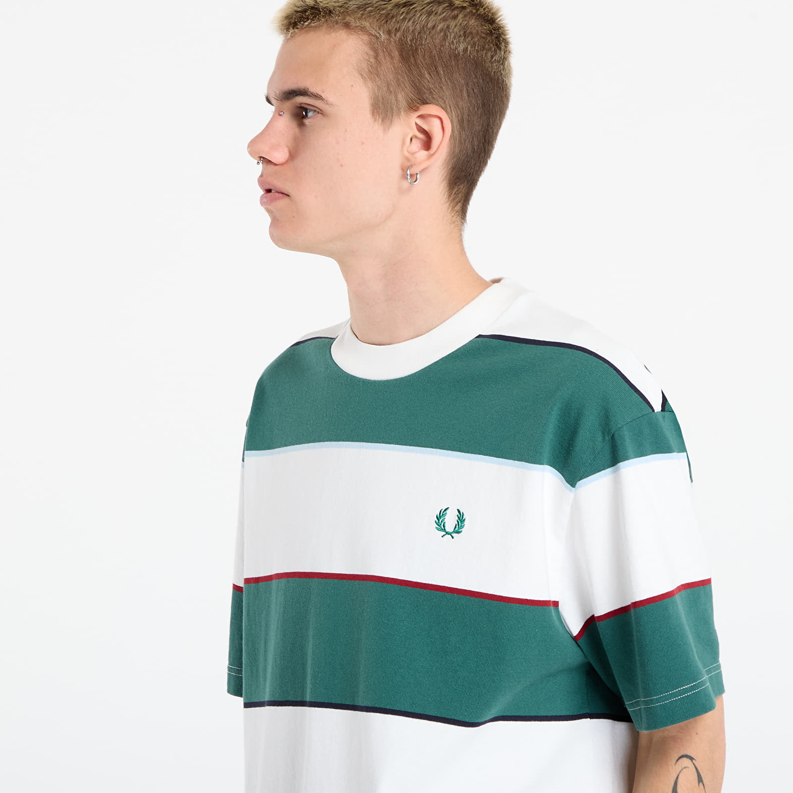 T-särgid FRED PERRY Striped Relaxed T-Shirt Snow White