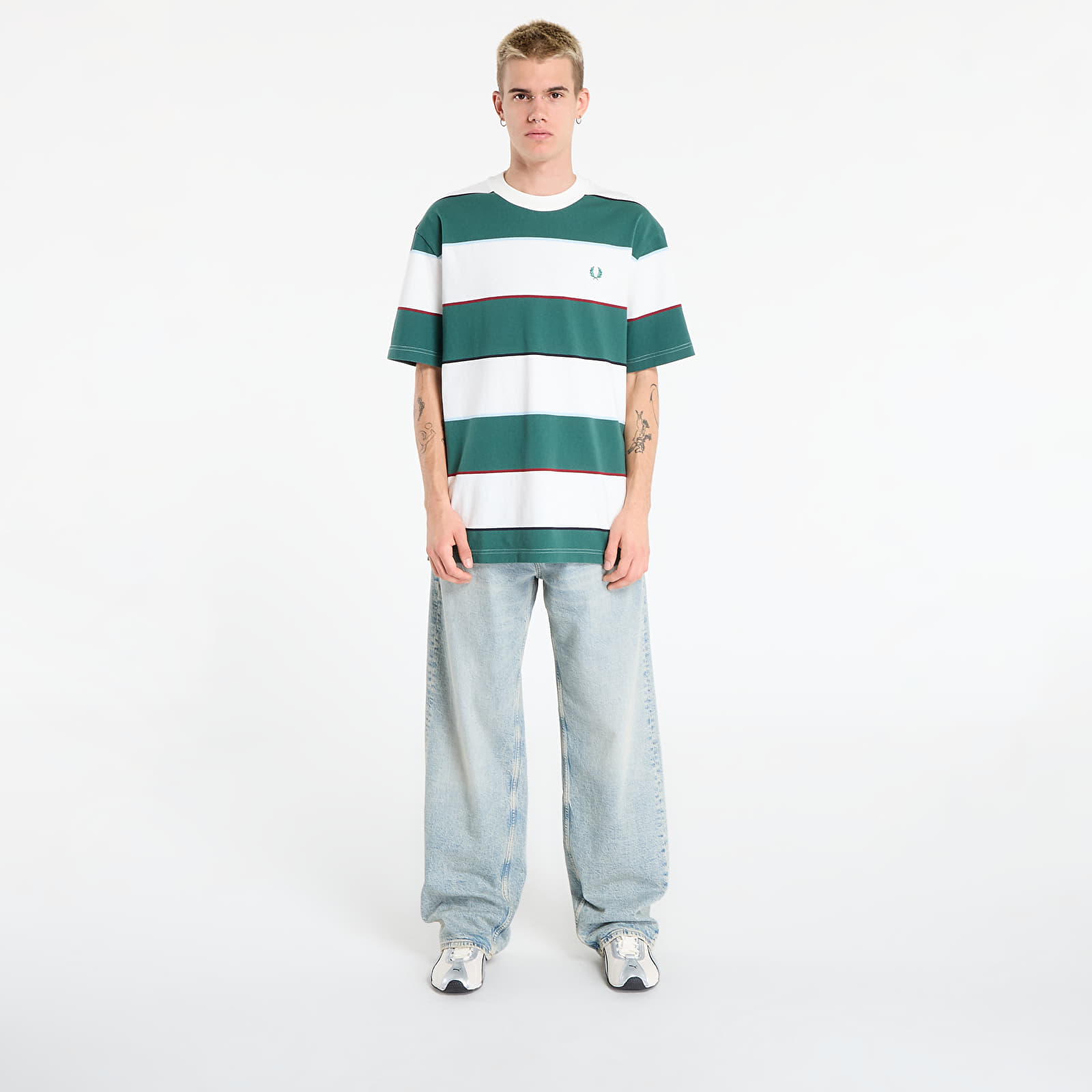T-särgid FRED PERRY Striped Relaxed T-Shirt Snow White