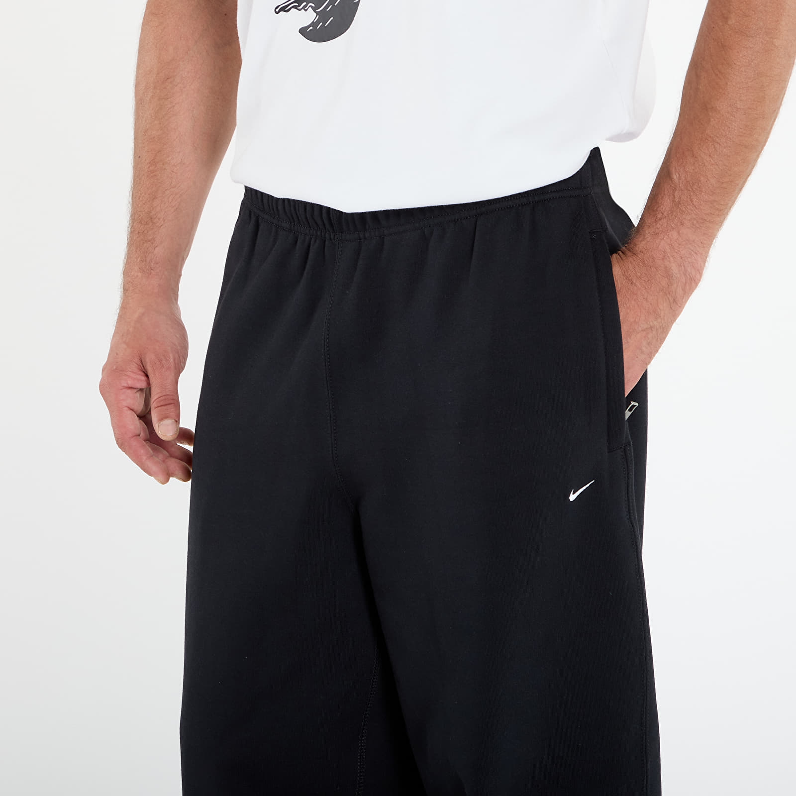 Jogger Pants Nike Solo Swoosh Men's Cuffed Fleece Pants Black/ Black/ White