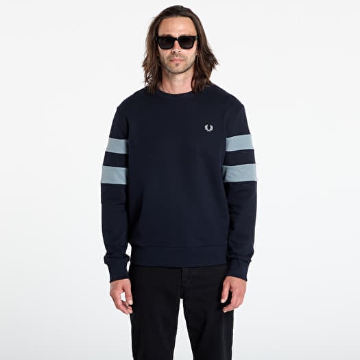 FRED PERRY Peached Tipped Sleeve Sweatshirt Navy