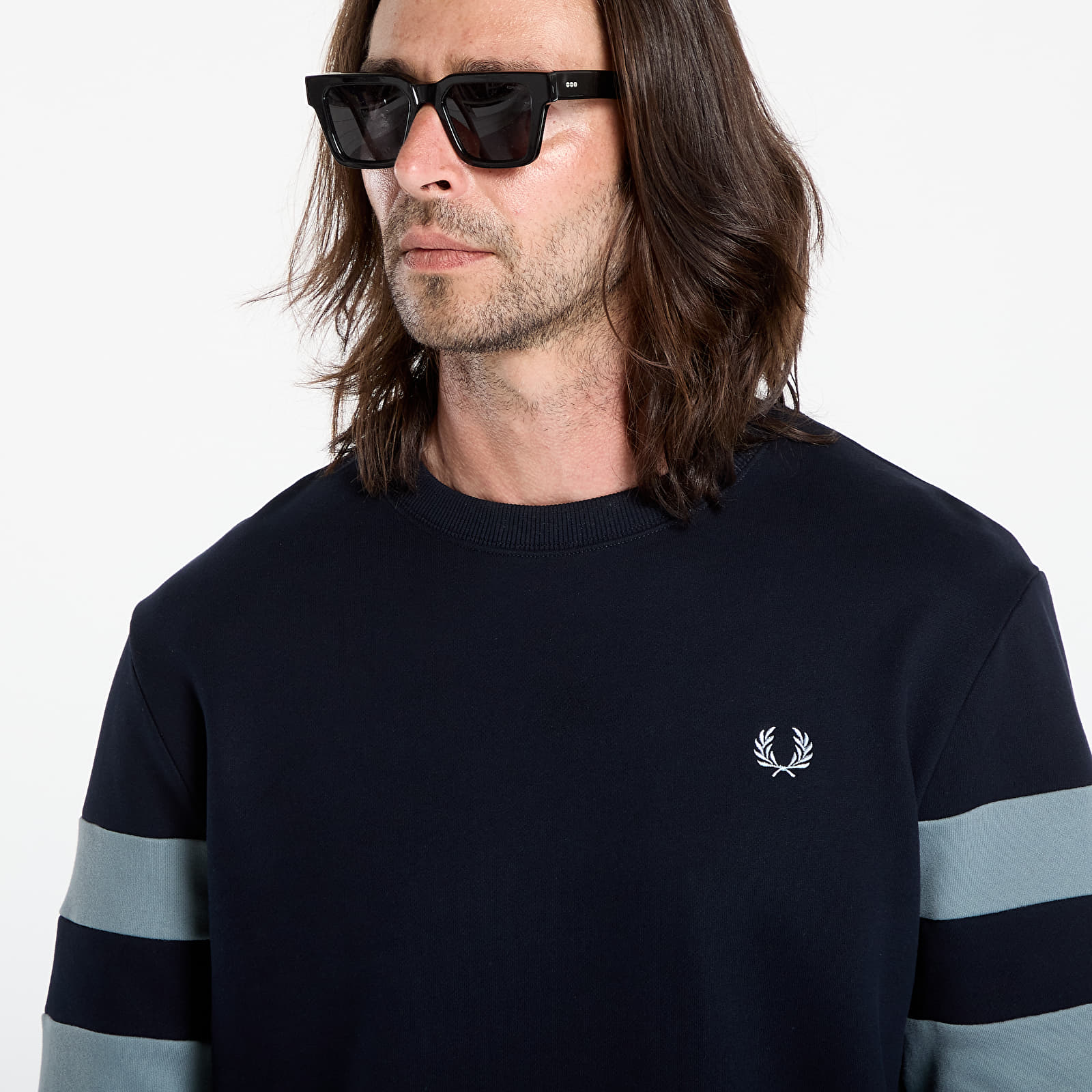 Férfi kapucnis pulcsik FRED PERRY Peached Tipped Sleeve Sweatshirt Navy