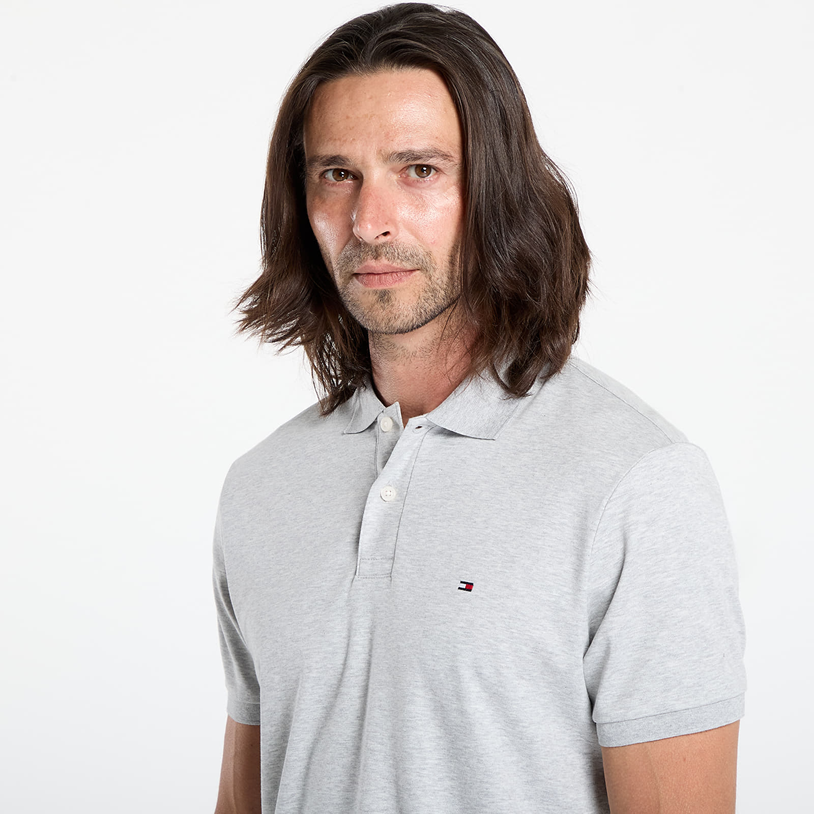 Moške majice Tommy Hilfiger Liquid Cotton Reg Se Polo Grey