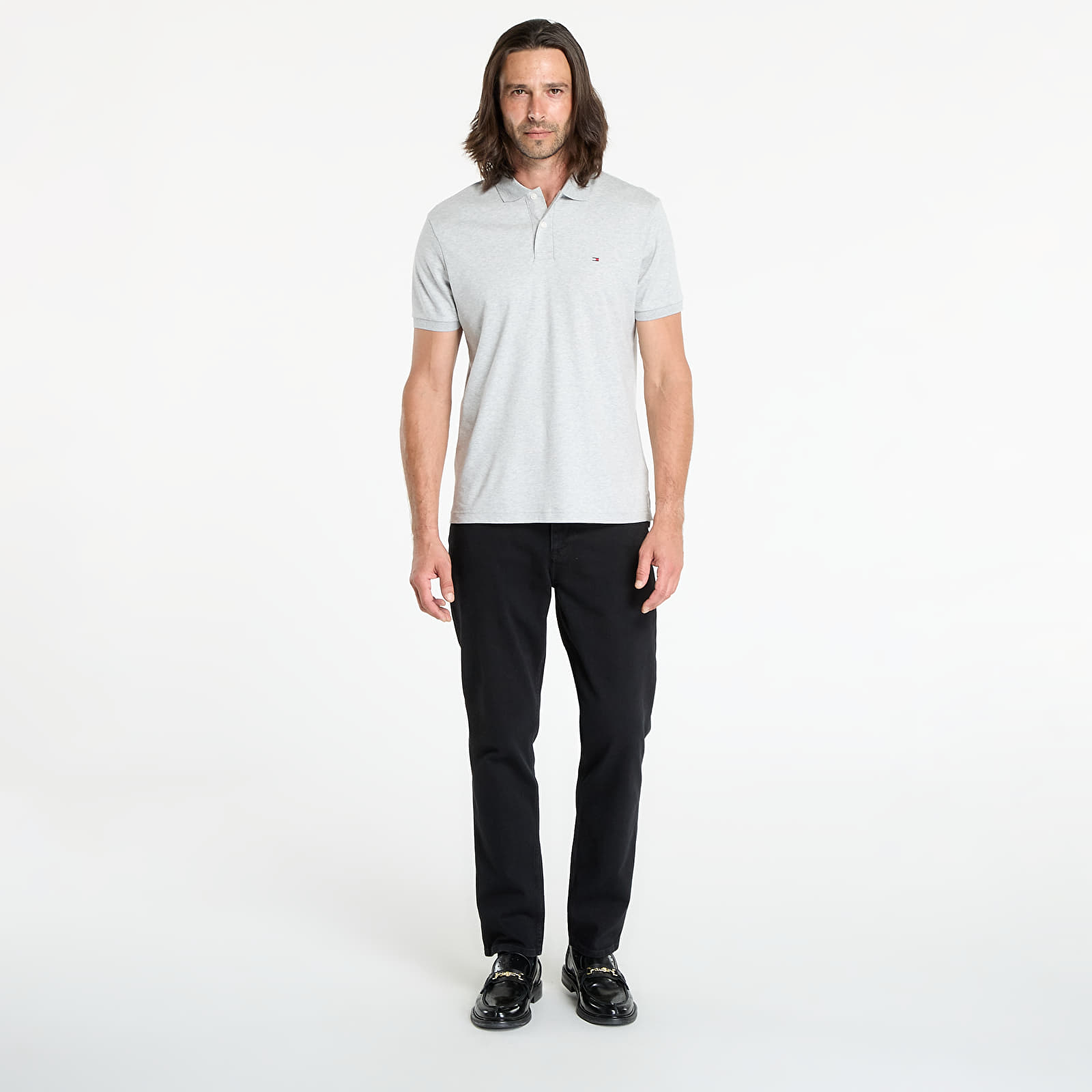 Moške majice Tommy Hilfiger Liquid Cotton Reg Se Polo Grey