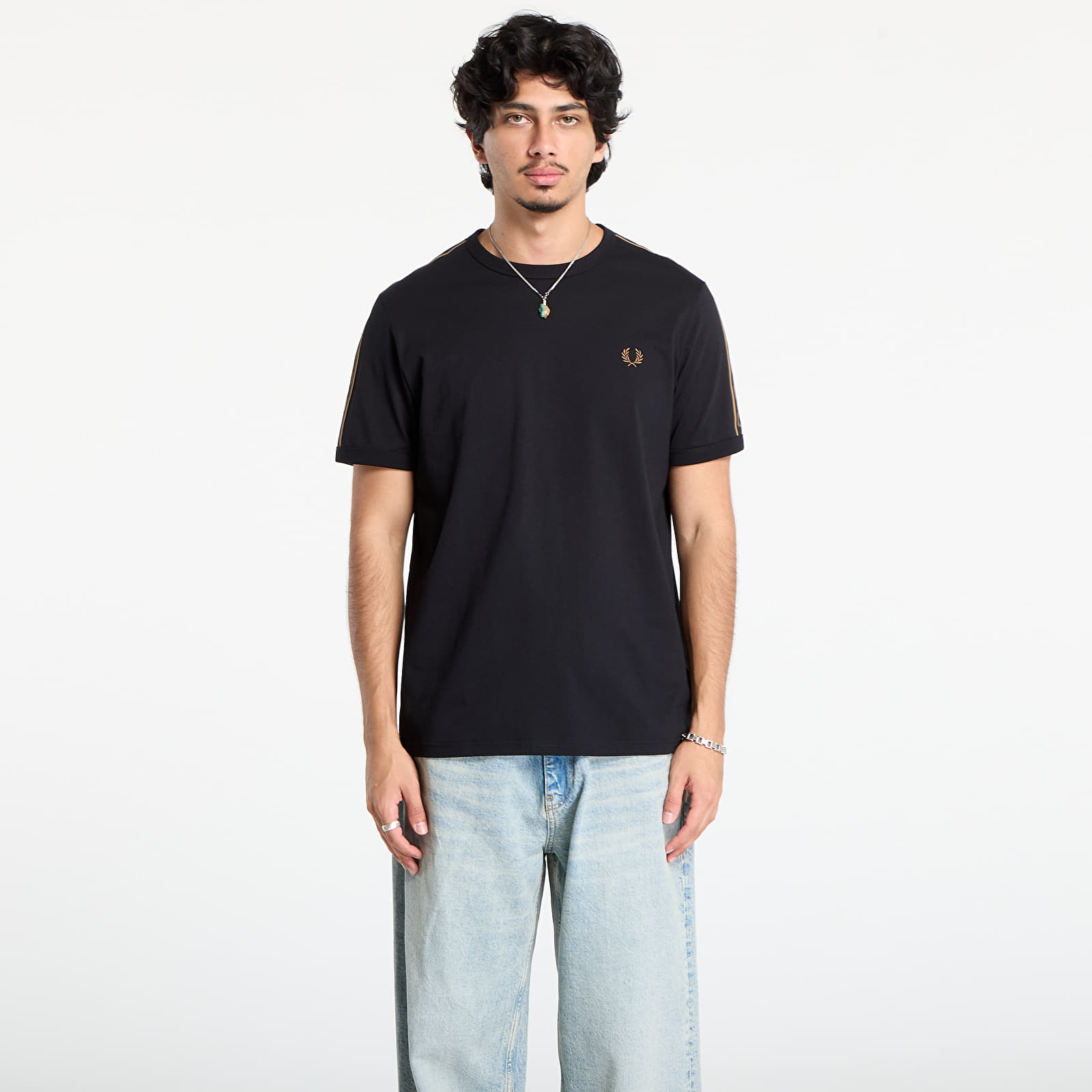 T-shirts FRED PERRY Contrast Tape Ringer T-Shirt Black/ Shadedston
