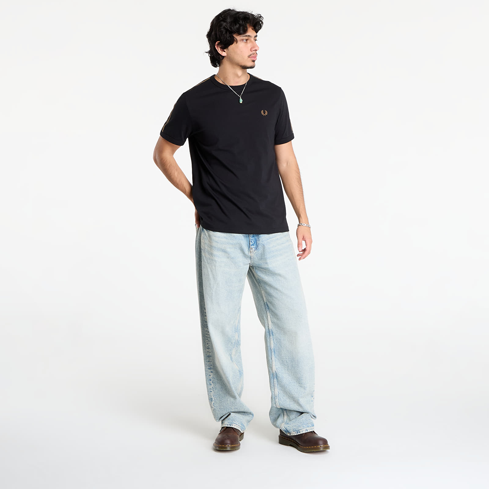 T-shirts FRED PERRY Contrast Tape Ringer T-Shirt Black/ Shadedston