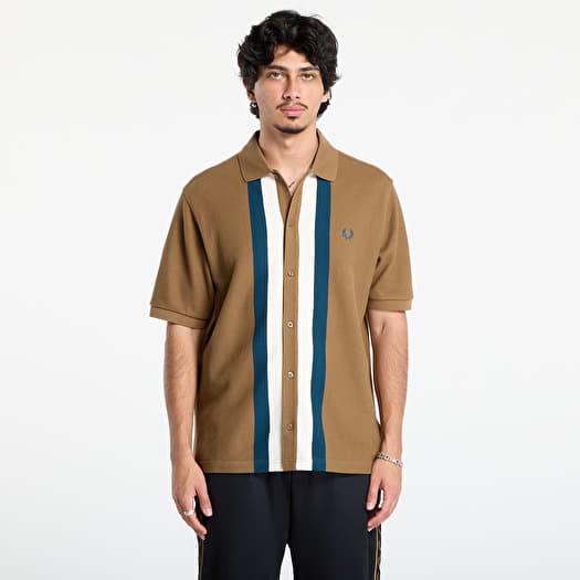 T-shirt FRED PERRY Panelled Button Through Polo S Shaded Stone