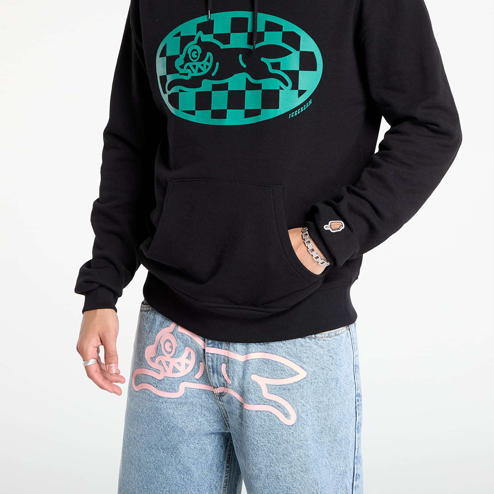 Mikiny Billionaire Boys Club Icecream Checker Running Dog Popover Hood Black