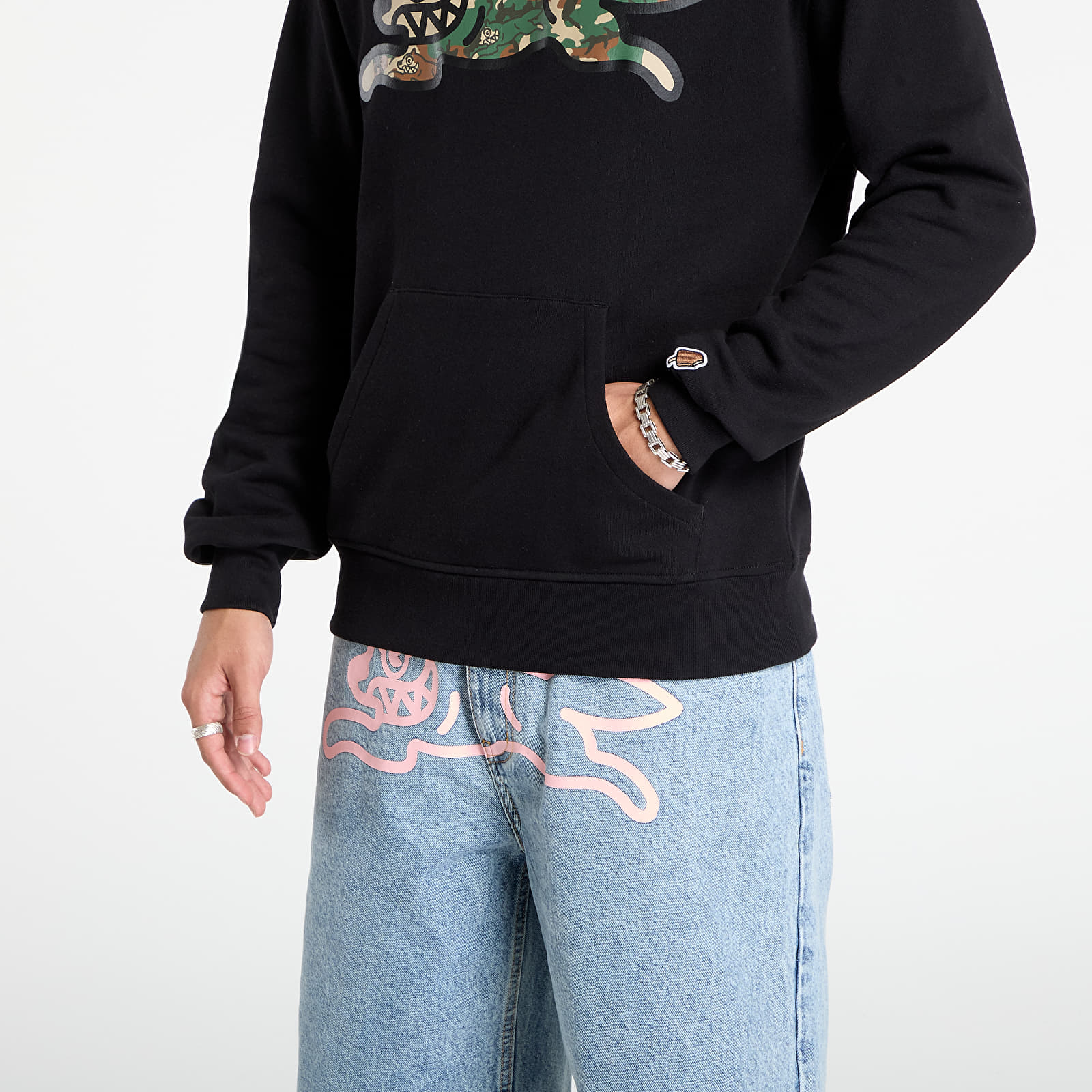 Mikiny Billionaire Boys Club Icecream Woodland Camo Running Dog Popover Hood Black