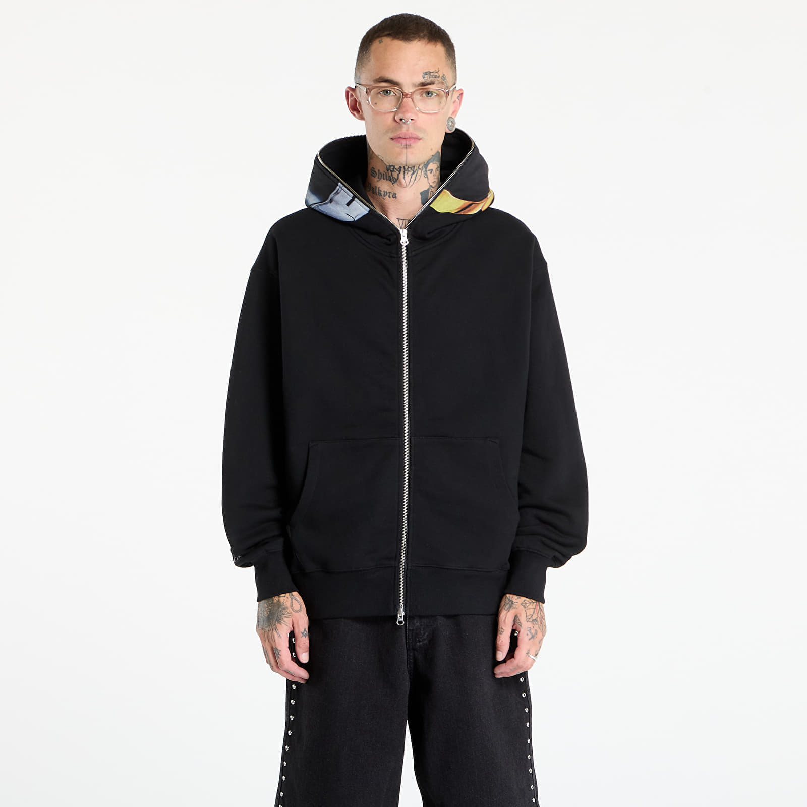 Sweatshirt PLEASURES Daft Club Ram Zip Hoodie Black XL