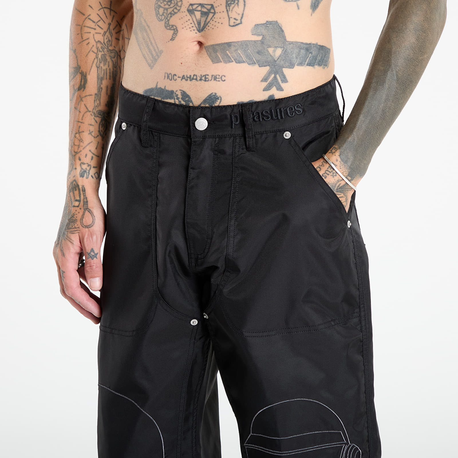 Püksid PLEASURES Daft Club Helmets Nylon Work Pants Black