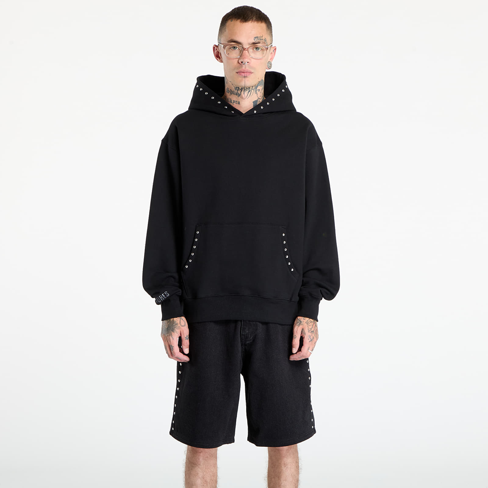 Sweatshirt PLEASURES Daft Club Lucky Studded Hoodie Black S