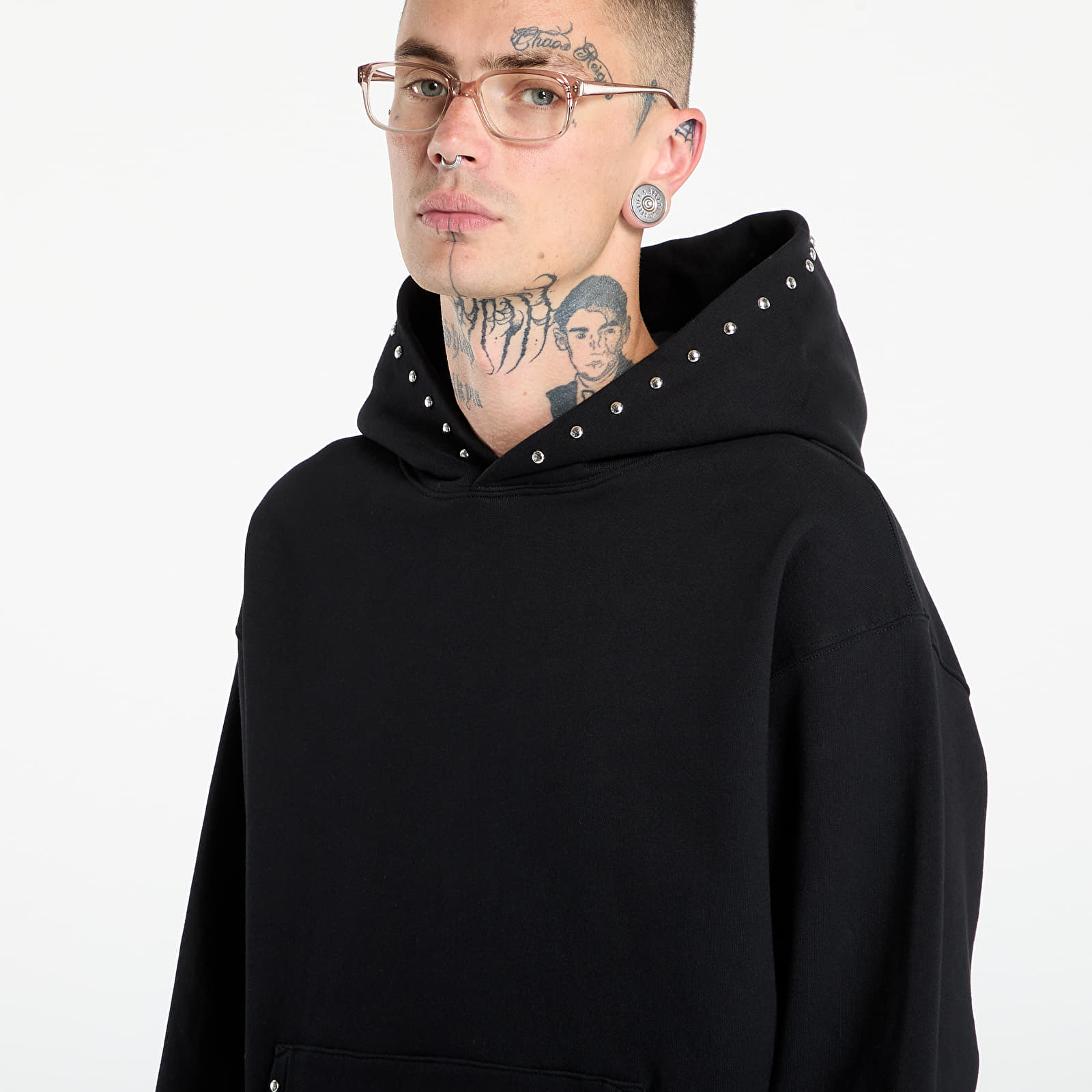 Hoodies and sweatshirts PLEASURES Daft Club Lucky Studded Hoodie Black