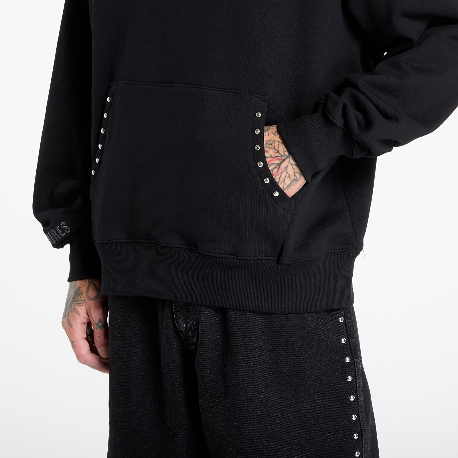 Hoodies and sweatshirts PLEASURES Daft Club Lucky Studded Hoodie Black